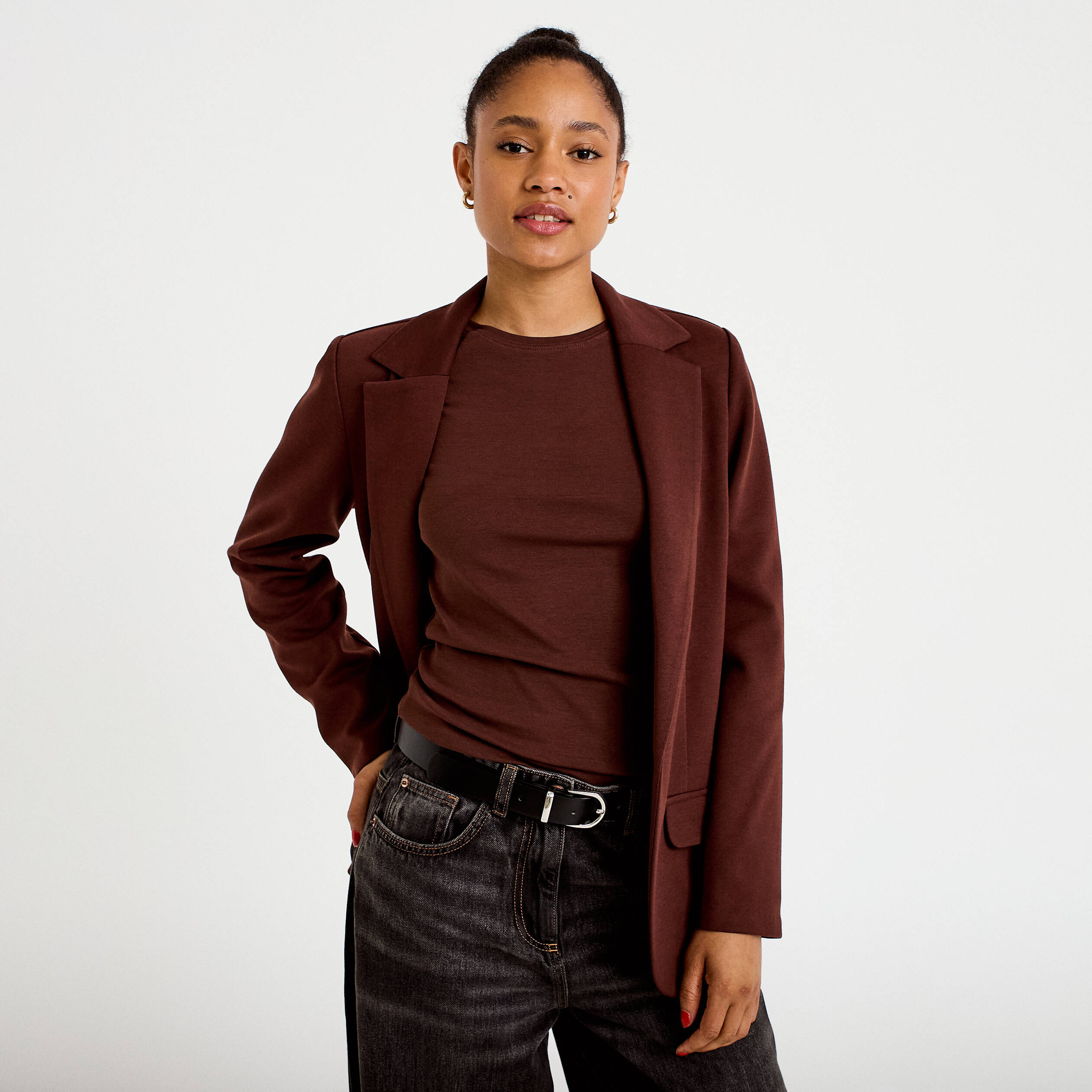 T-shirt manches courtes marron femme