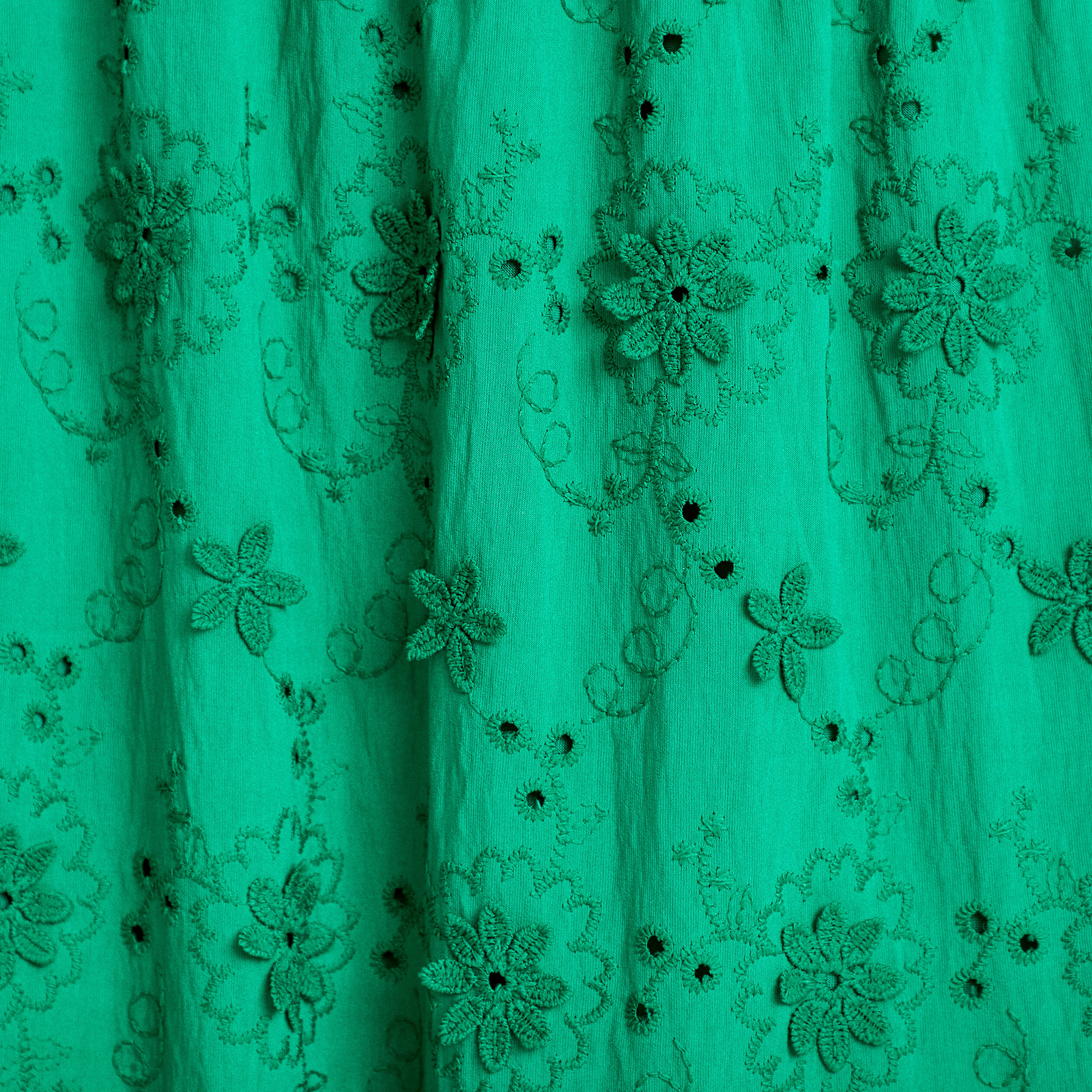Jupon long &eacute;vas&eacute; avec broderie vert femme