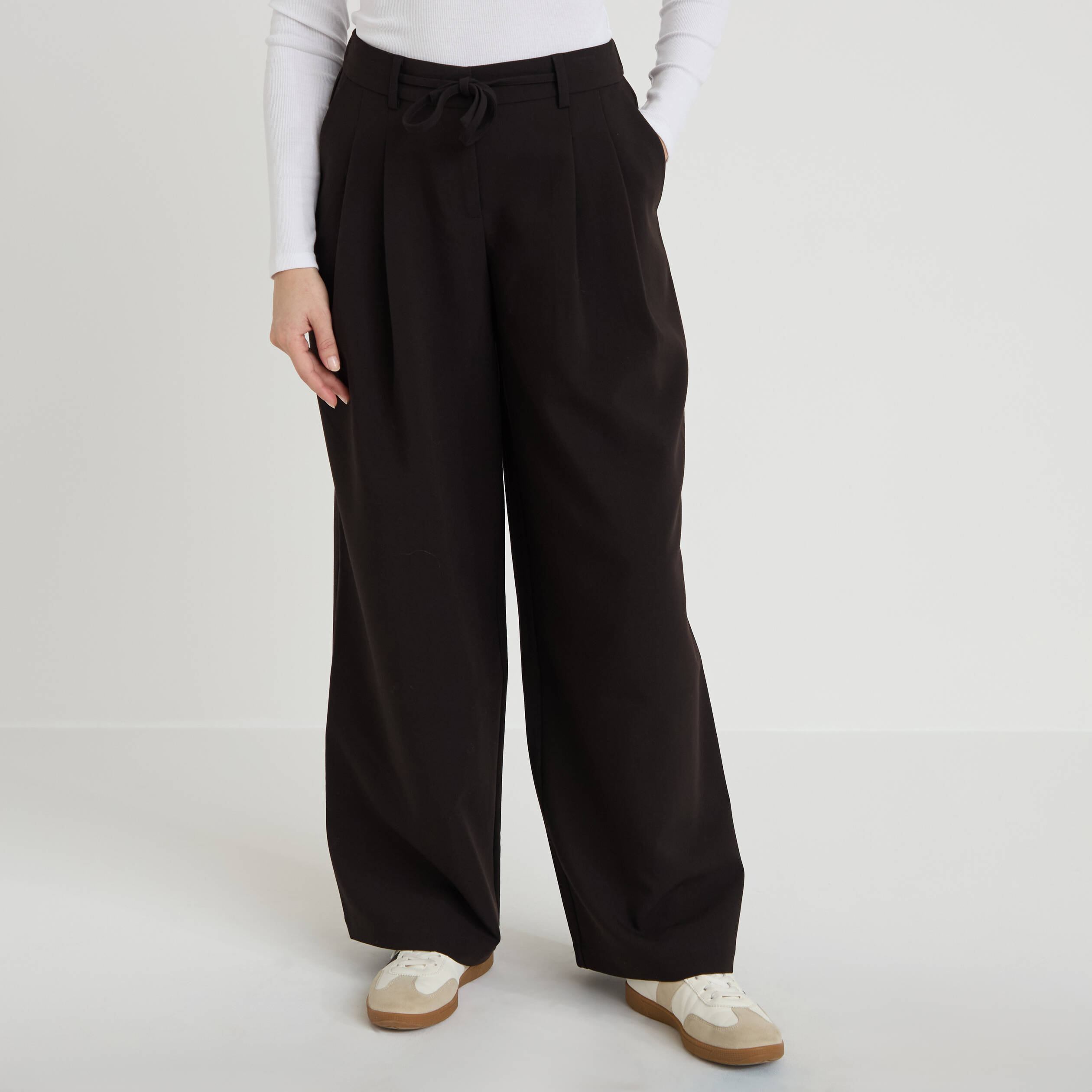 Pantalon large fluide noir femme