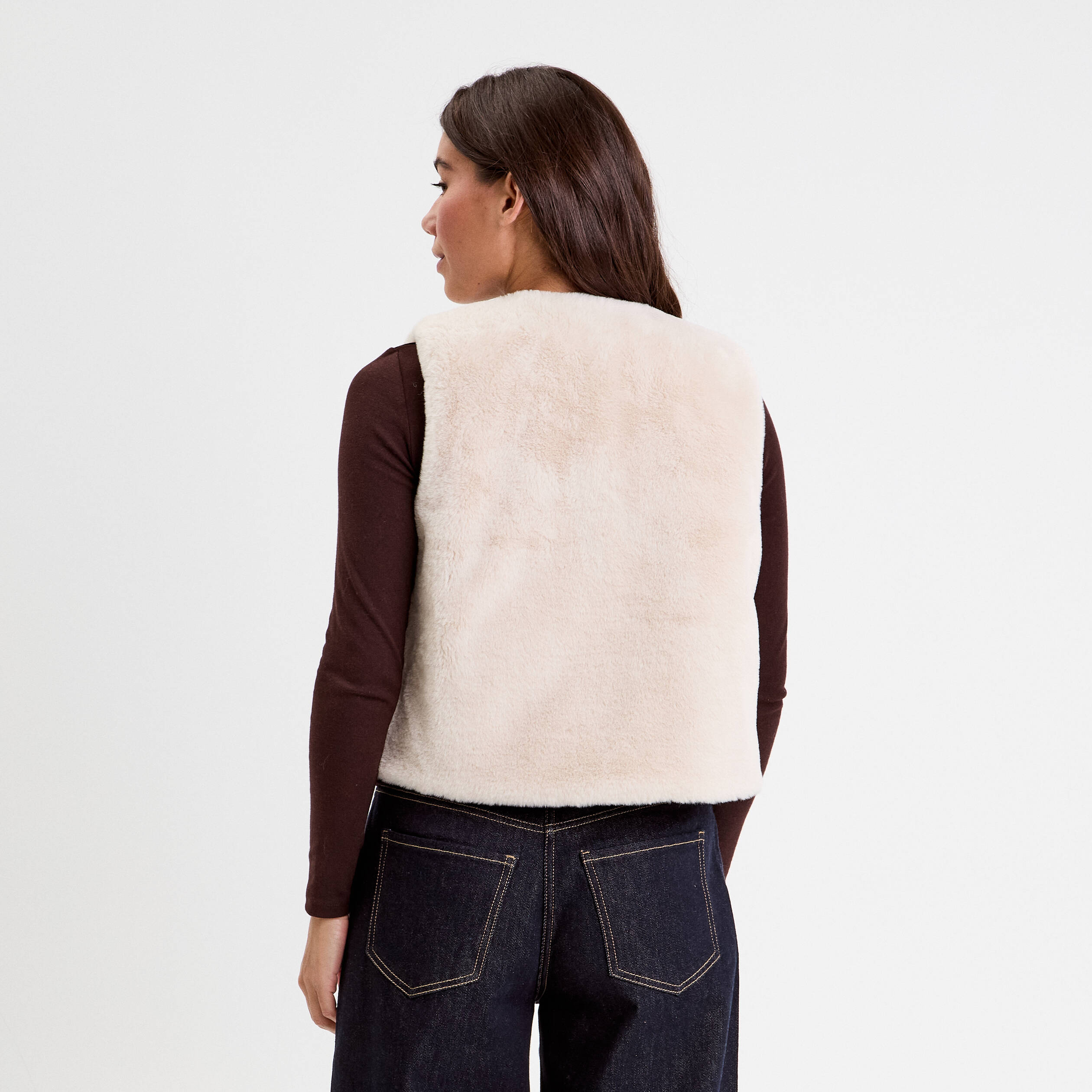 Gilet r&eacute;versible sans manches ivoire femme