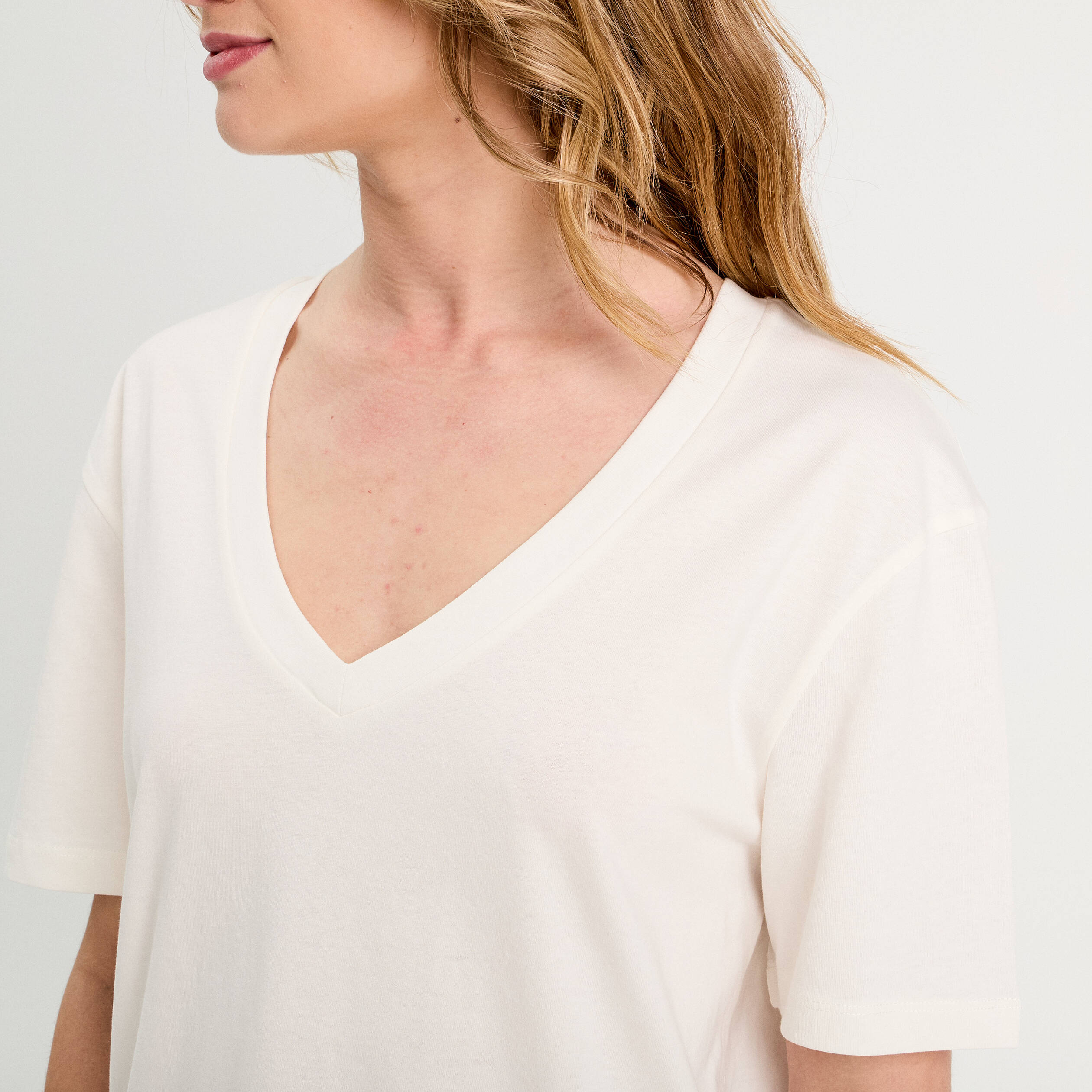 T-shirt manches courtes ecru femme