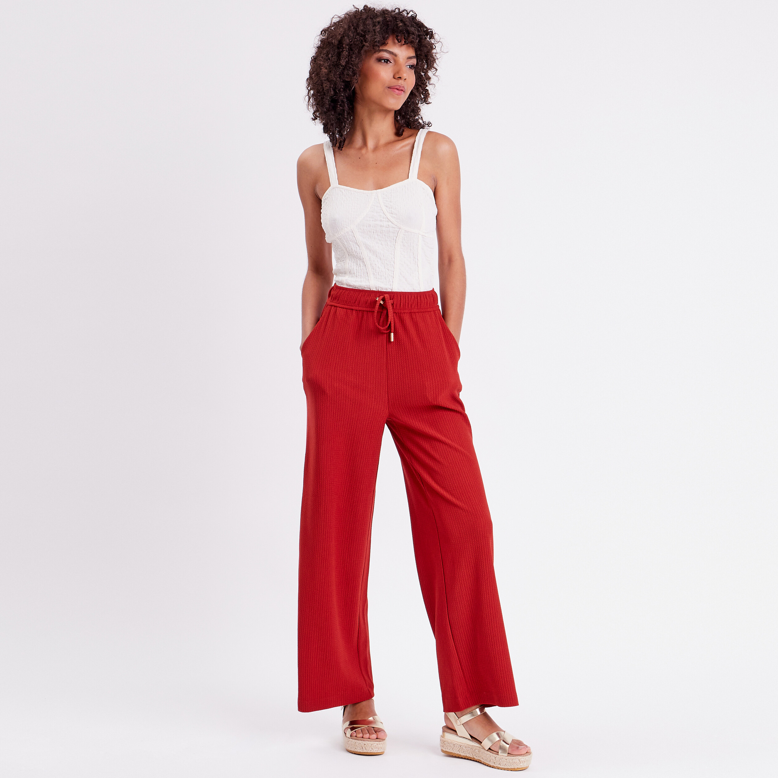 D&eacute;bardeur bustier gauffr&eacute; ecru femme