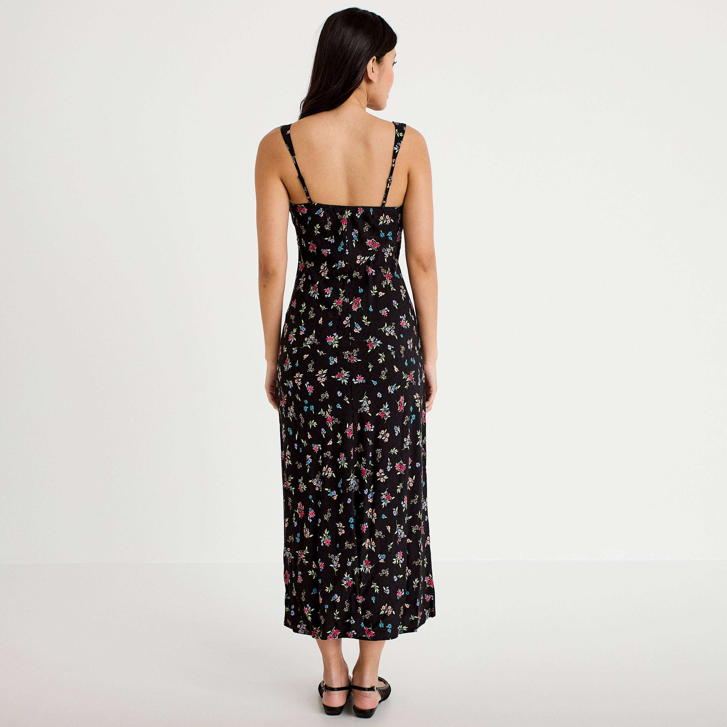 Robe d&eacute;collet&eacute; bretelles aspect dentelle noir femme
