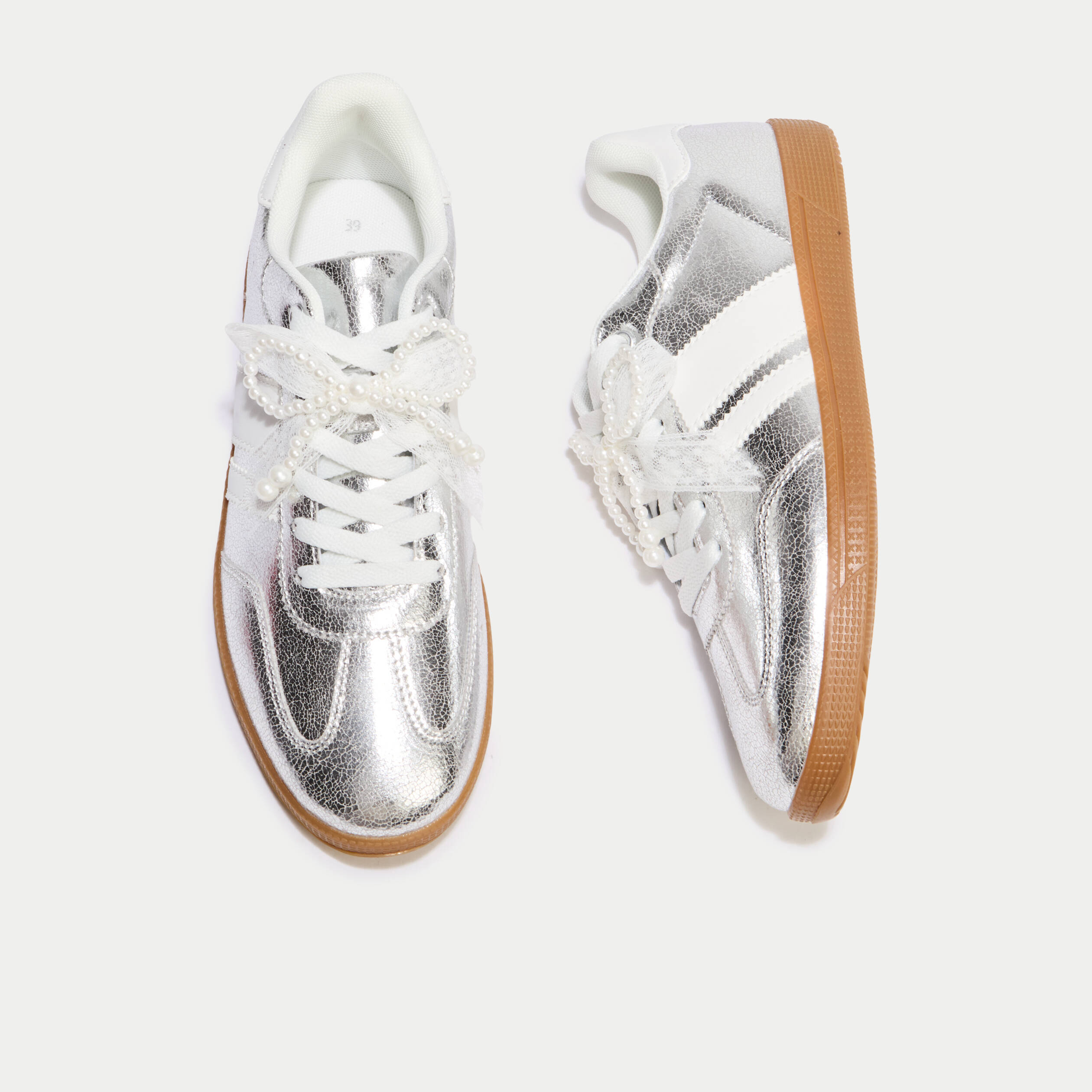 Basket gris argent femme