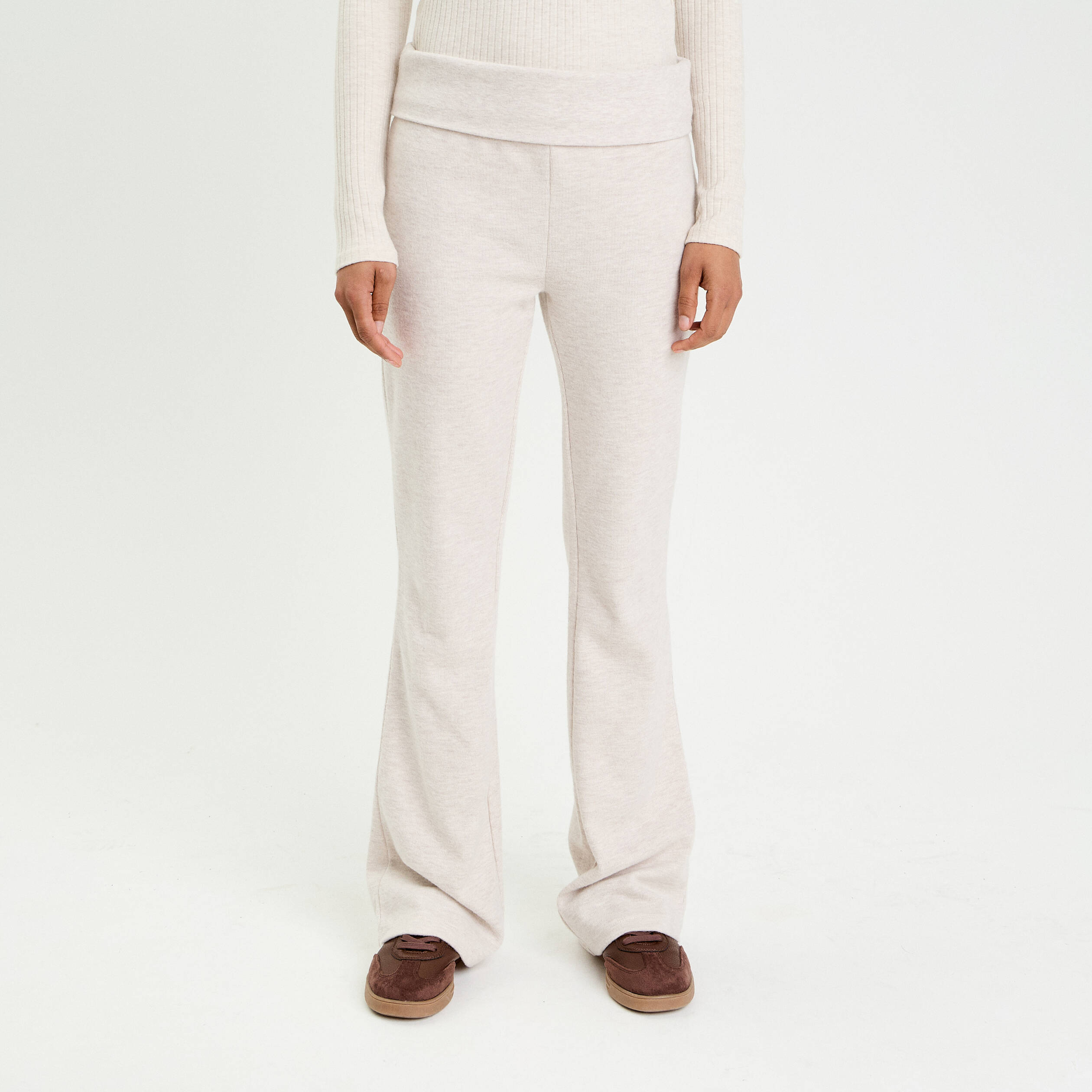Pantalon bootcut taille standard sable femme