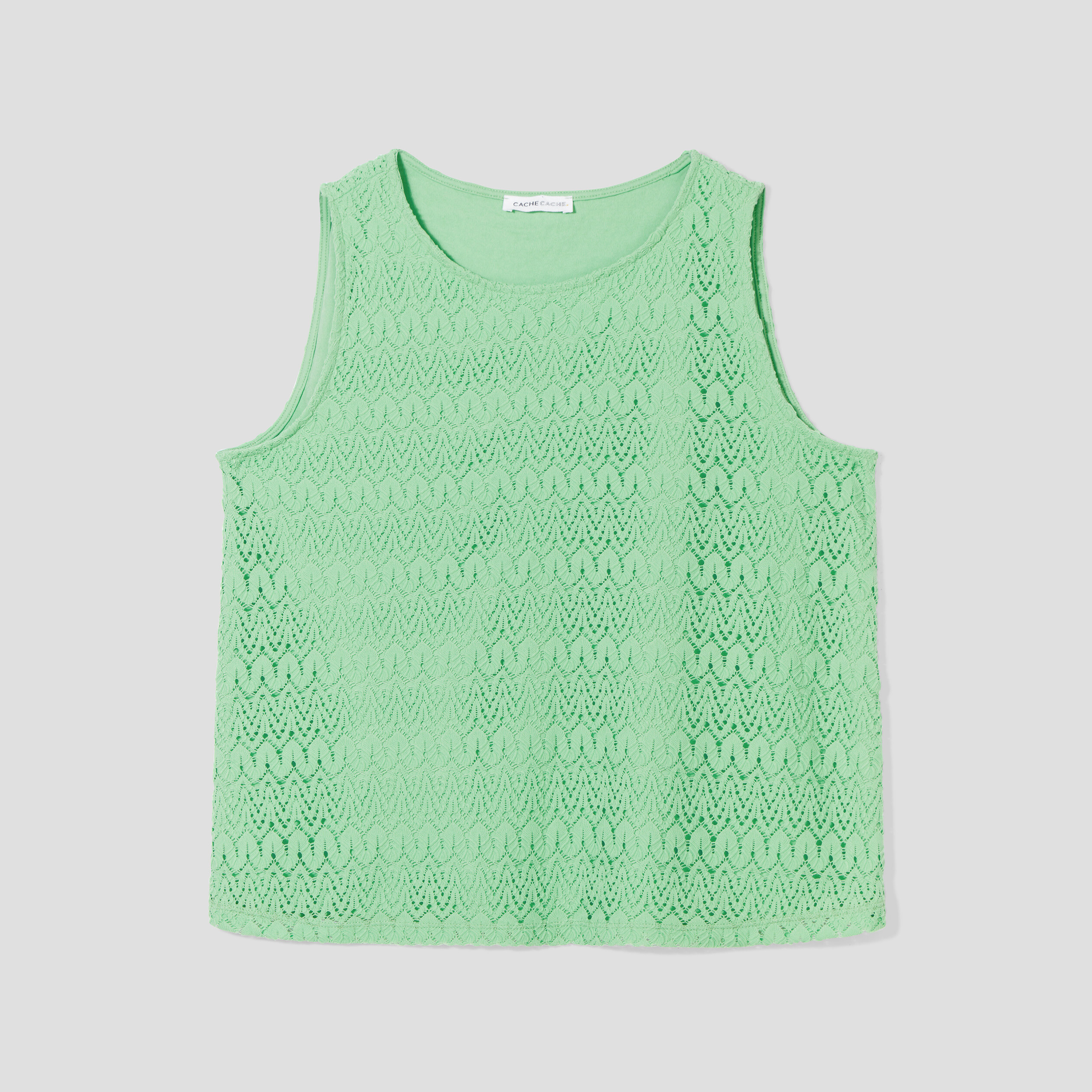 Débardeur Vert Cache Cache Taille 2 - Occasion Très Bon état, Sans Manches, En Polyester
