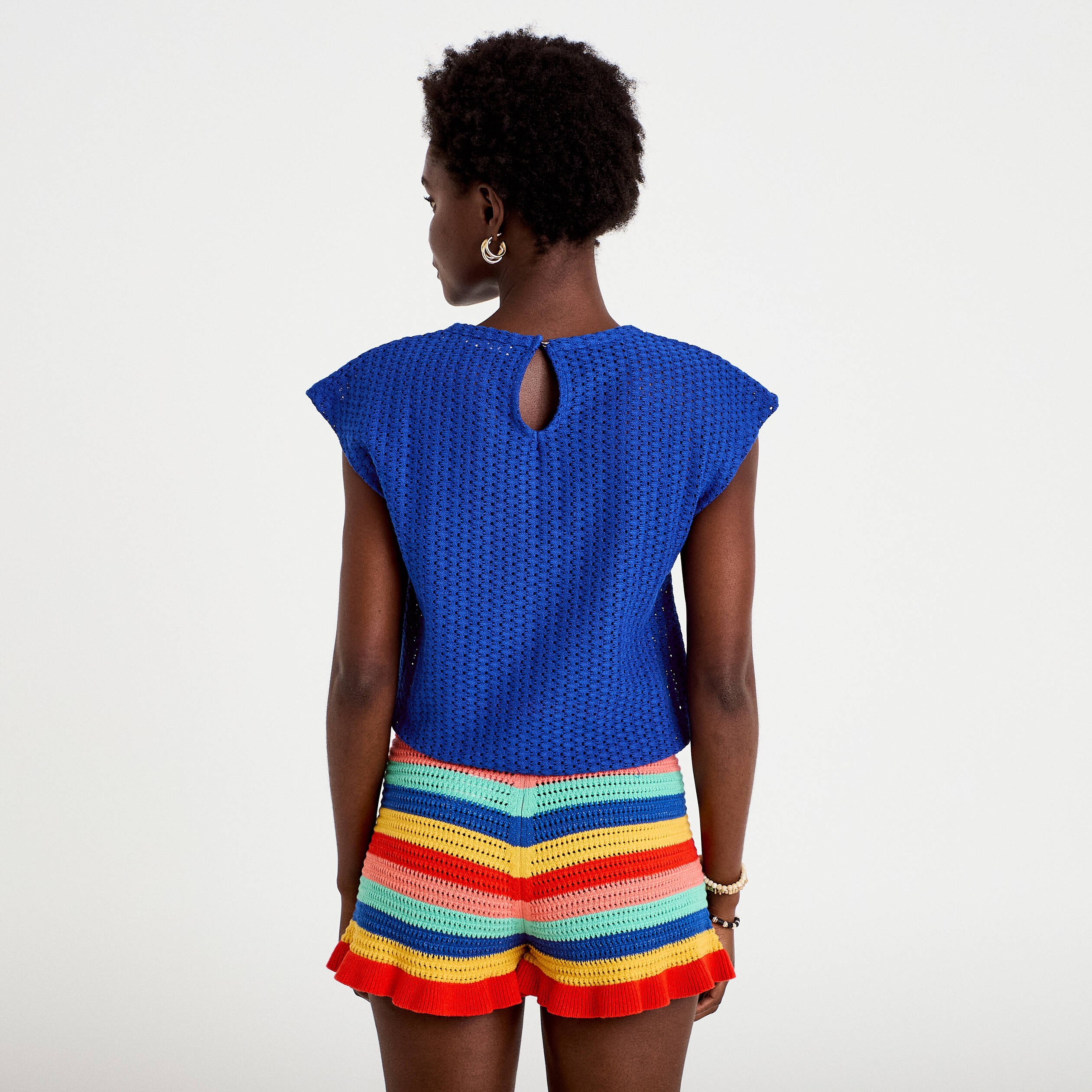 D&eacute;bardeur ajour&eacute; bleu electrique femme