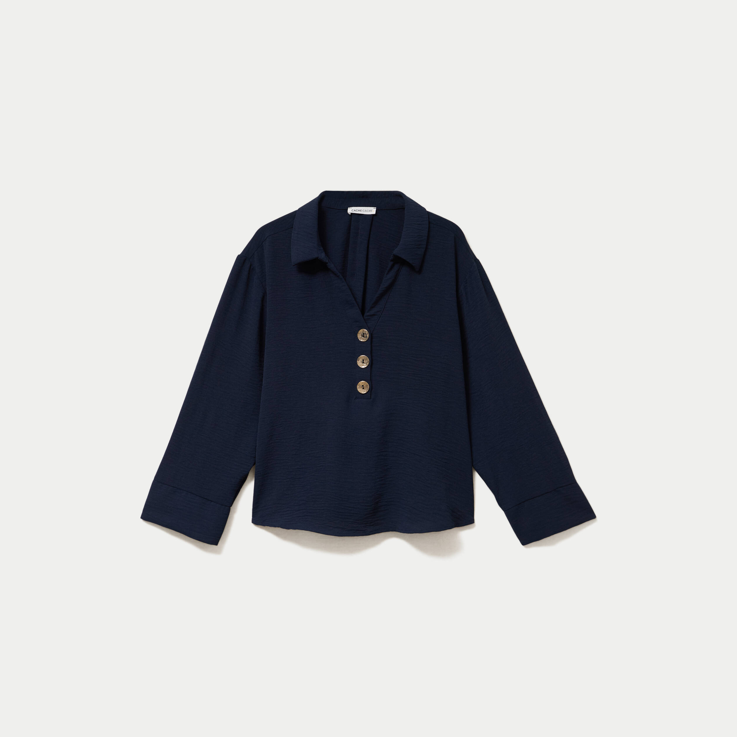 Blouse manches longues bleu marine femme
