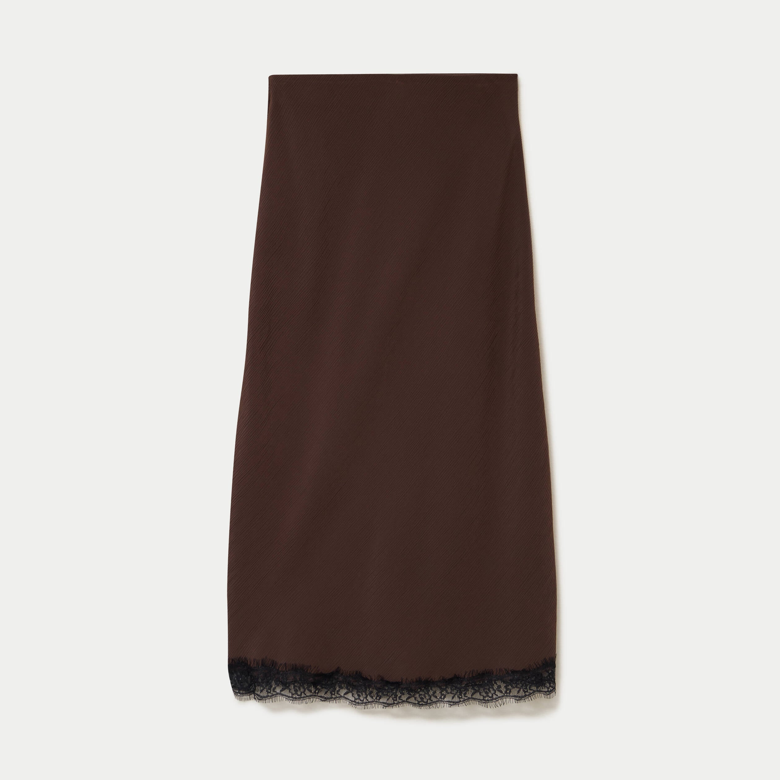 Jupe &eacute;vas&eacute;e 3/4 d&eacute;tail dentelle marron fonc&eacute; femme