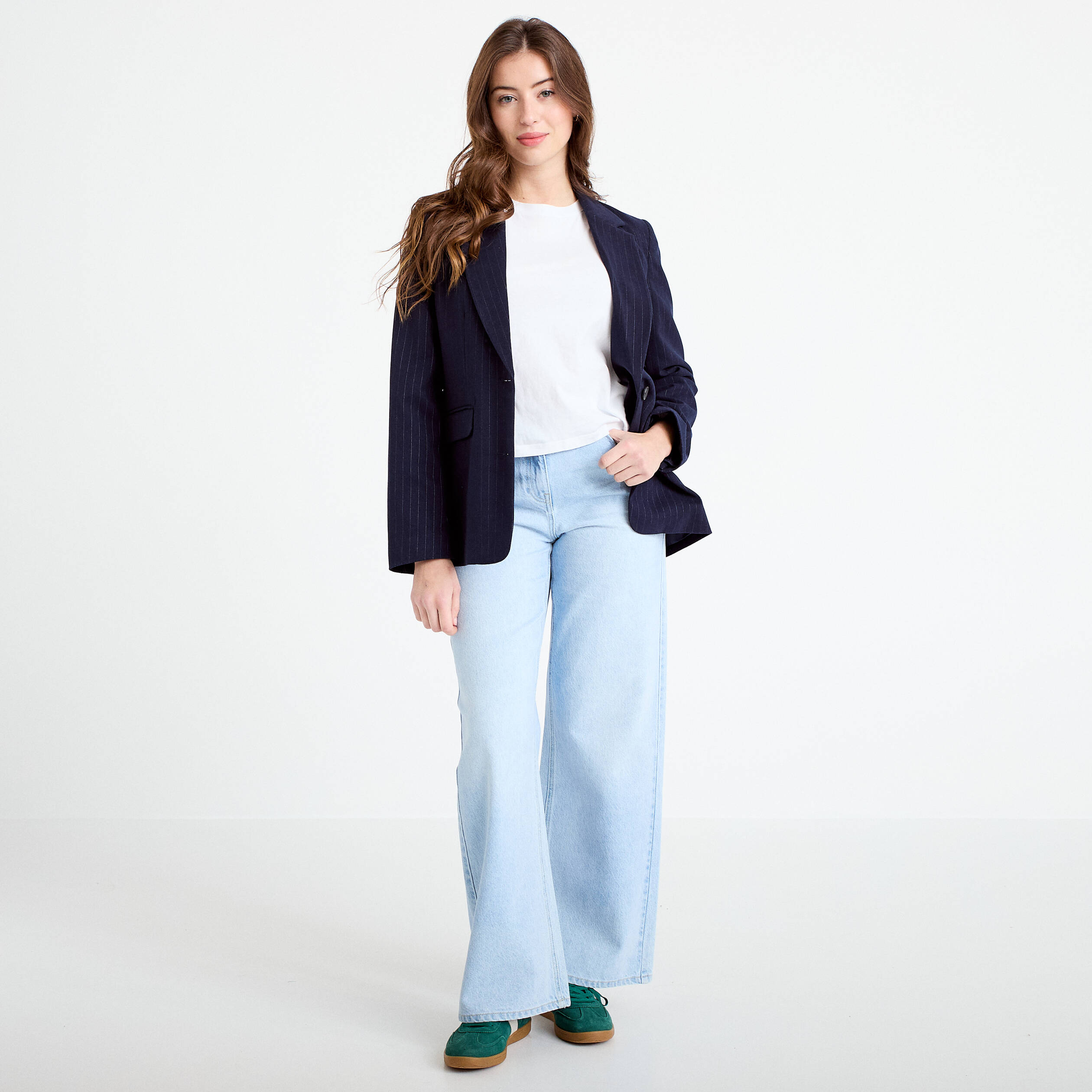 Jean wide leg taille standard denim triple stone femme