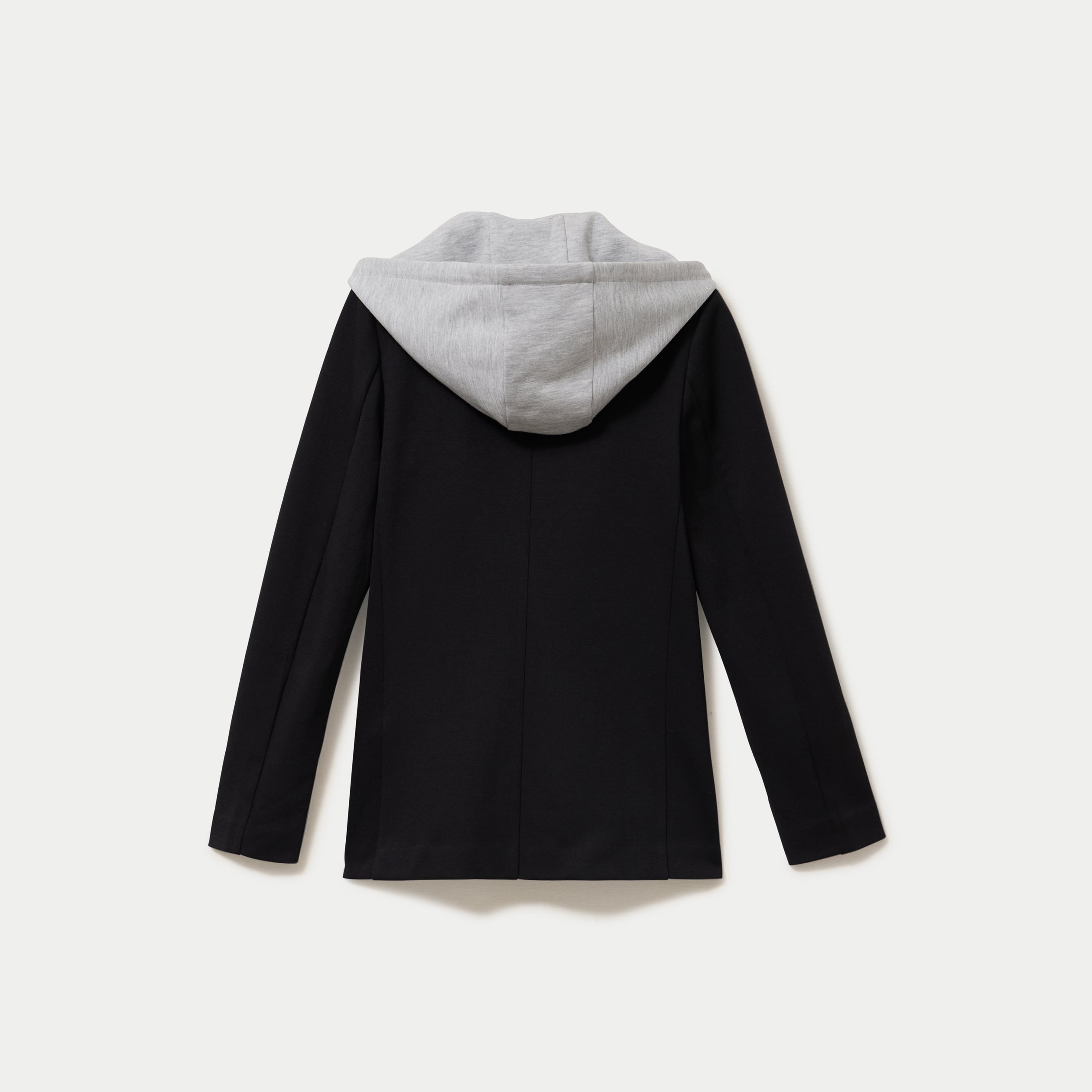 Veste cintr&eacute;e col tailleur &agrave; capuche noir femme