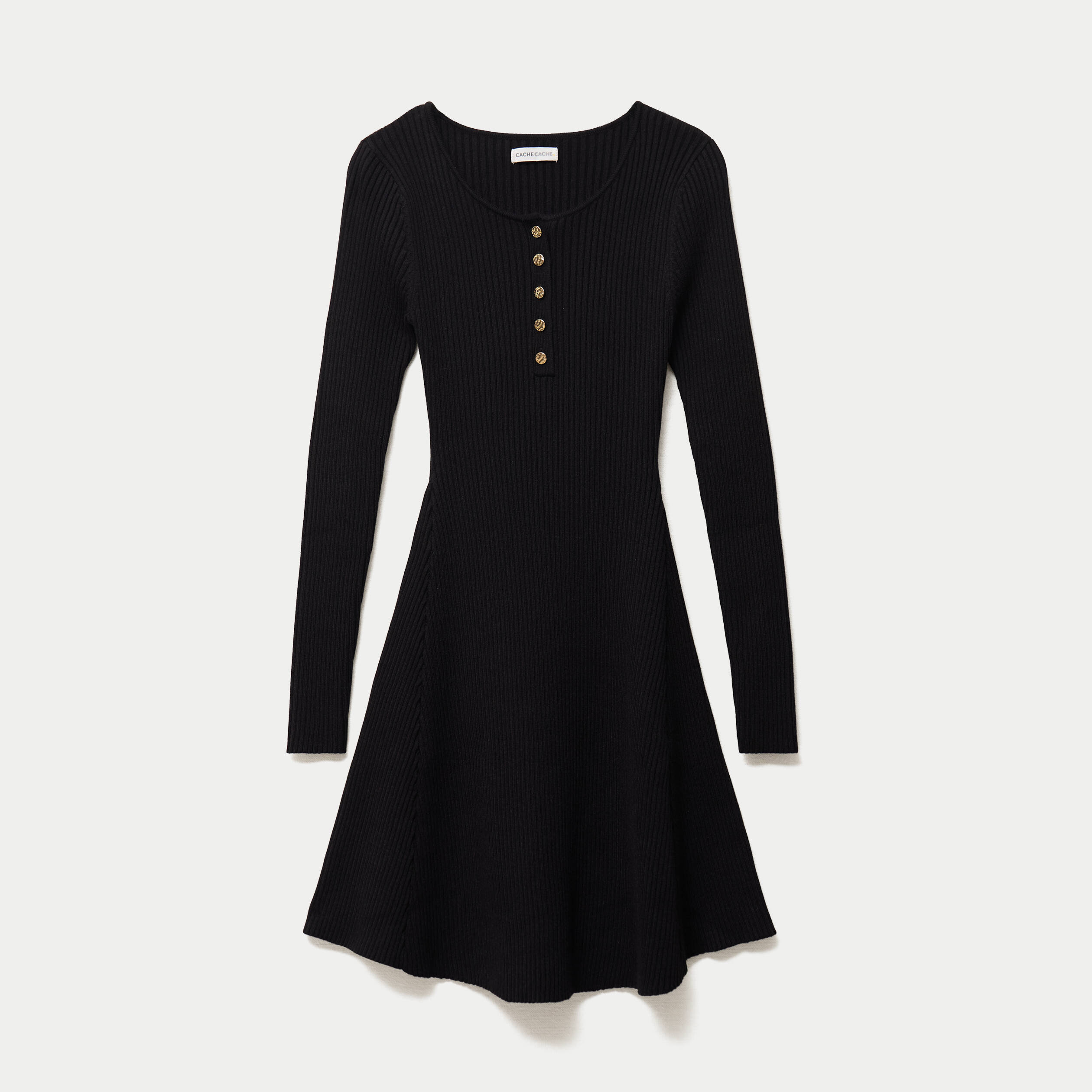 Robe pull patineuse manches longues noir femme