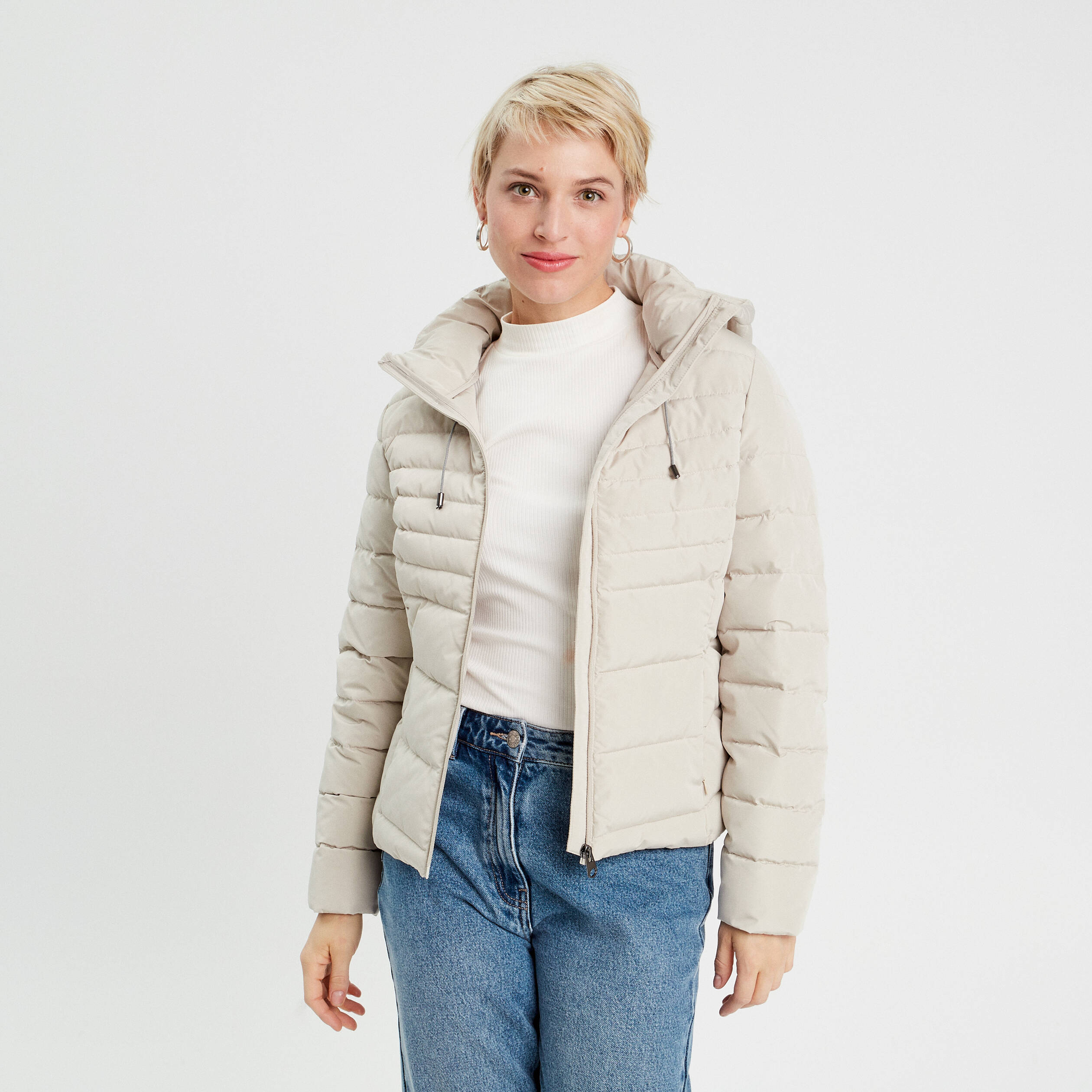 Doudoune ajust&eacute;e &agrave; capuche blanc femme