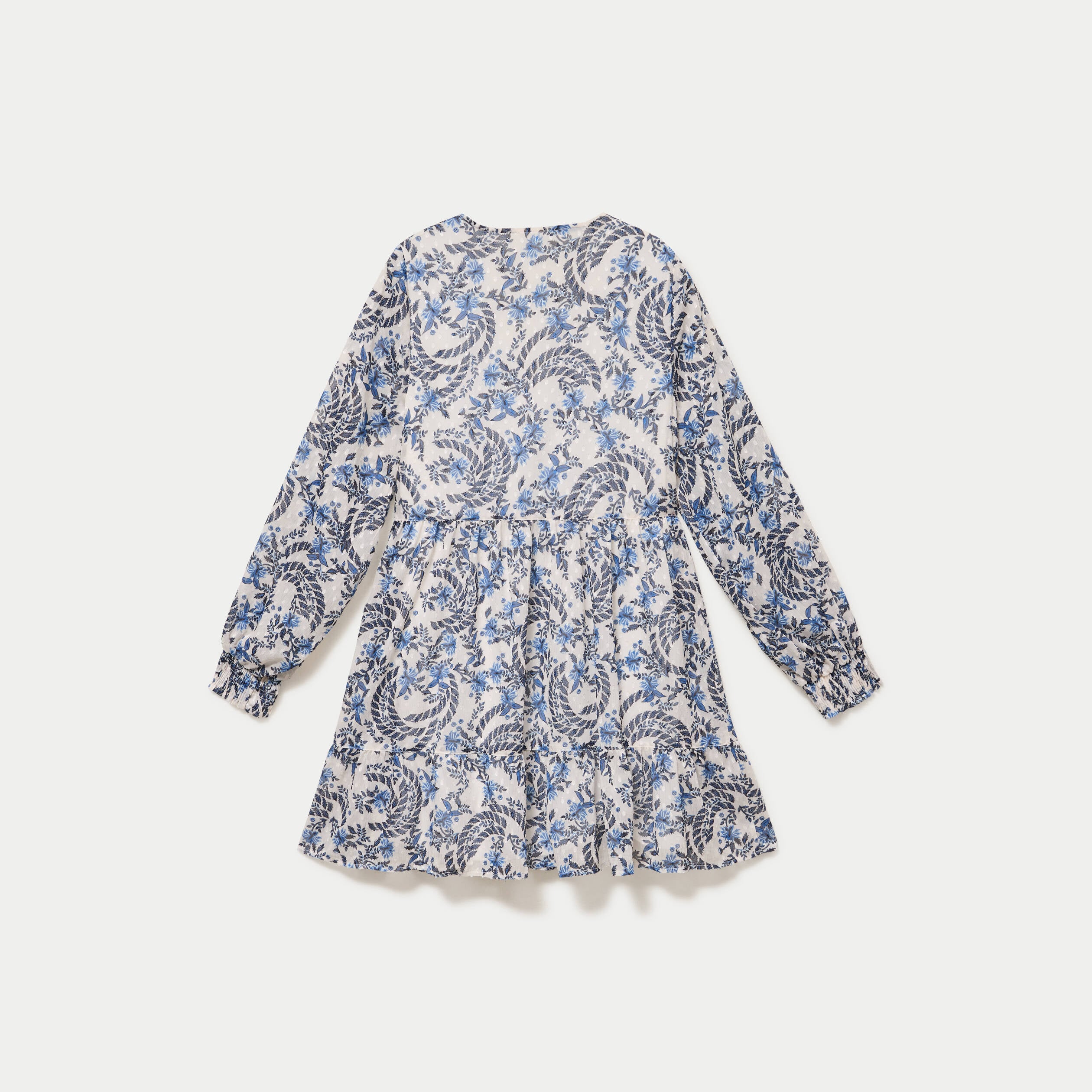 Robe droite col v manches longues blanc femme