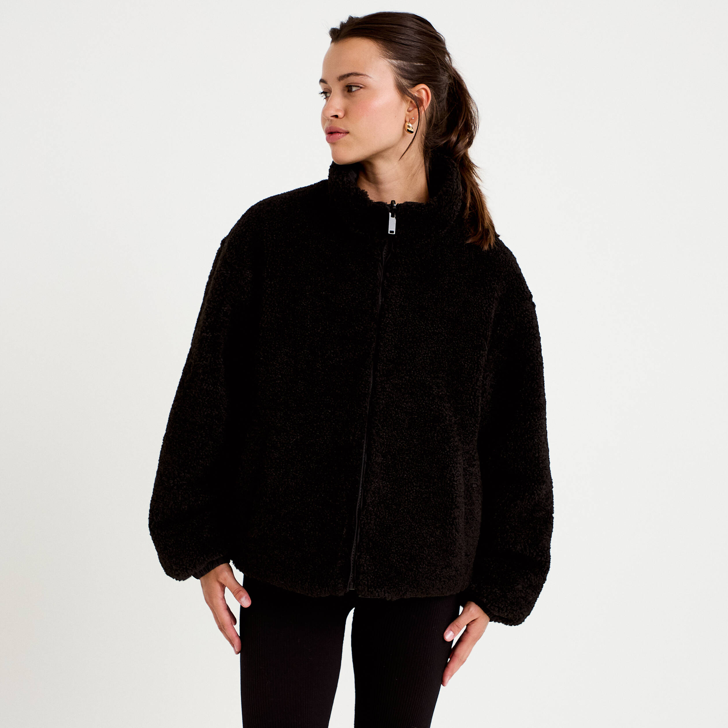 Doudoune r&eacute;versible effet polaire noir femme