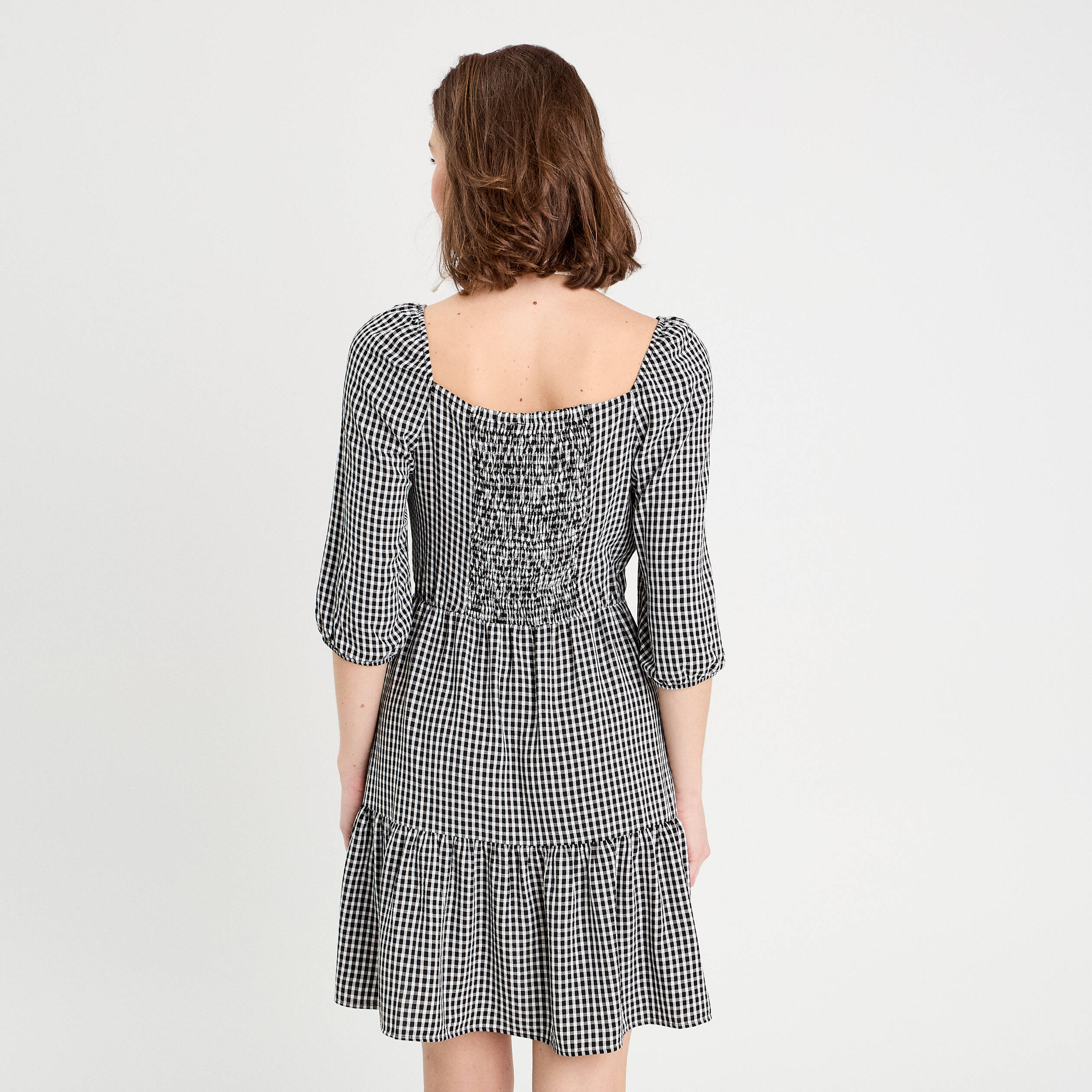 Robe &eacute;vas&eacute;e manches 3/4 blanc femme