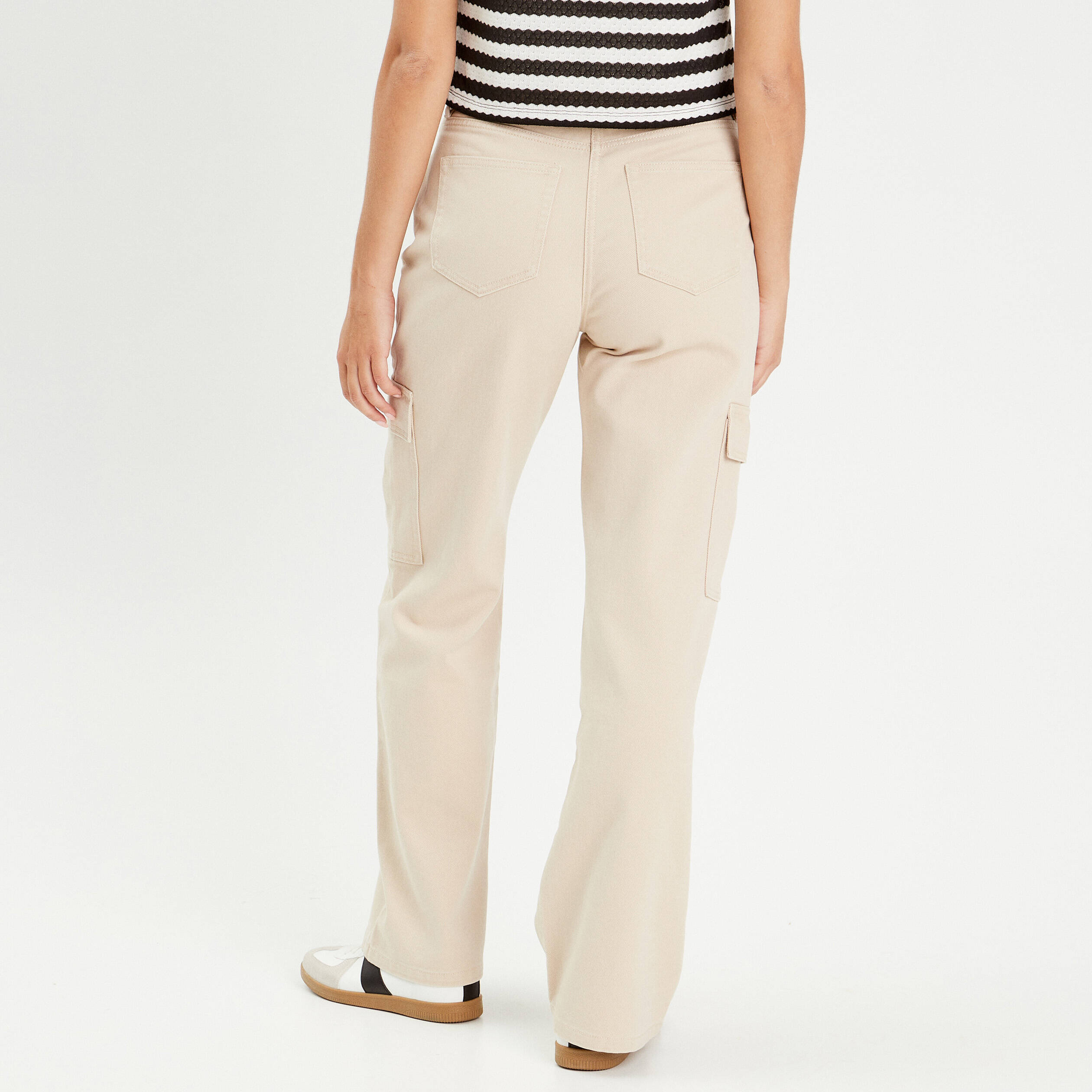 Jean large cargo ecru femme