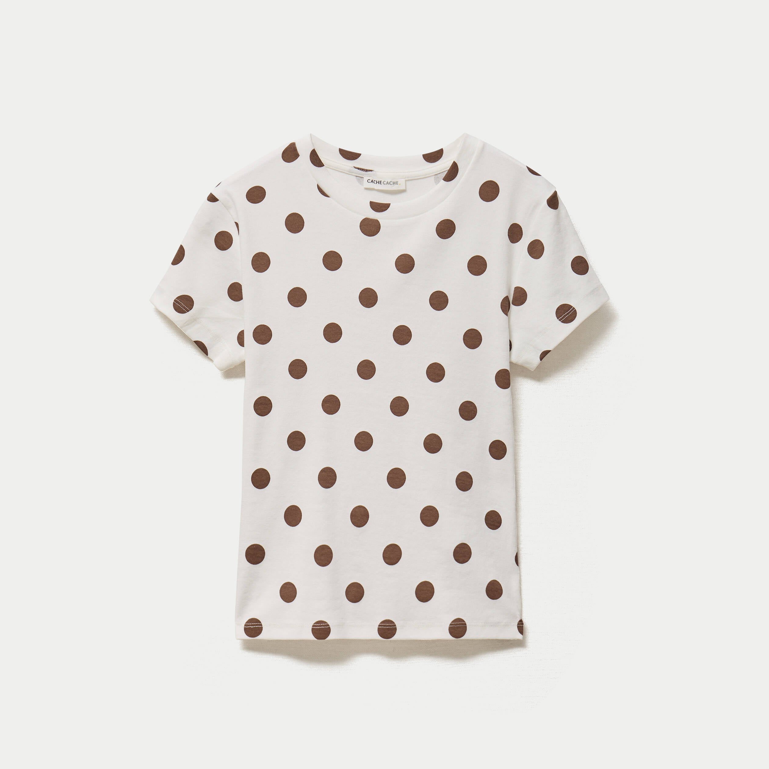 Top ajust&eacute; col rond manches courtes blanc femme