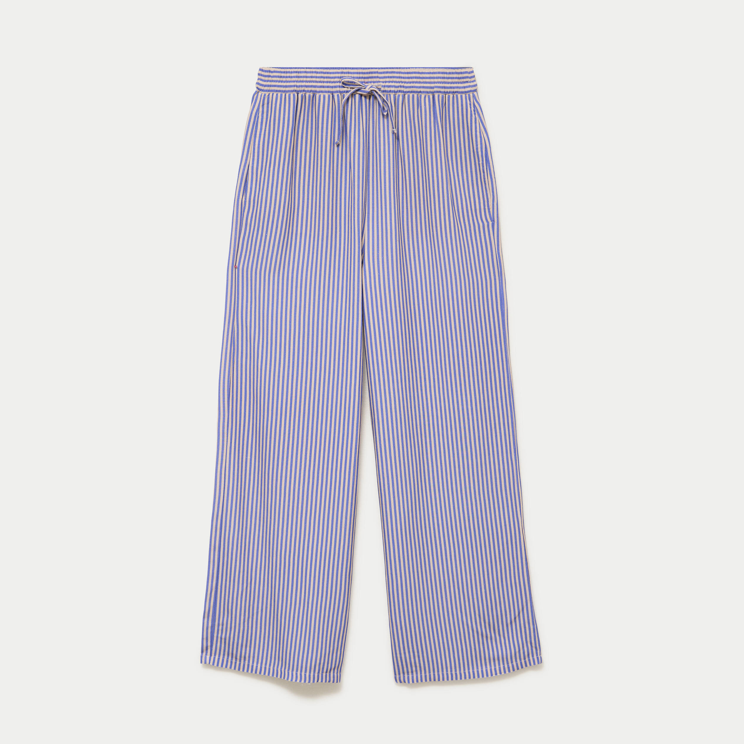 Pantalon large taille standard bleu femme