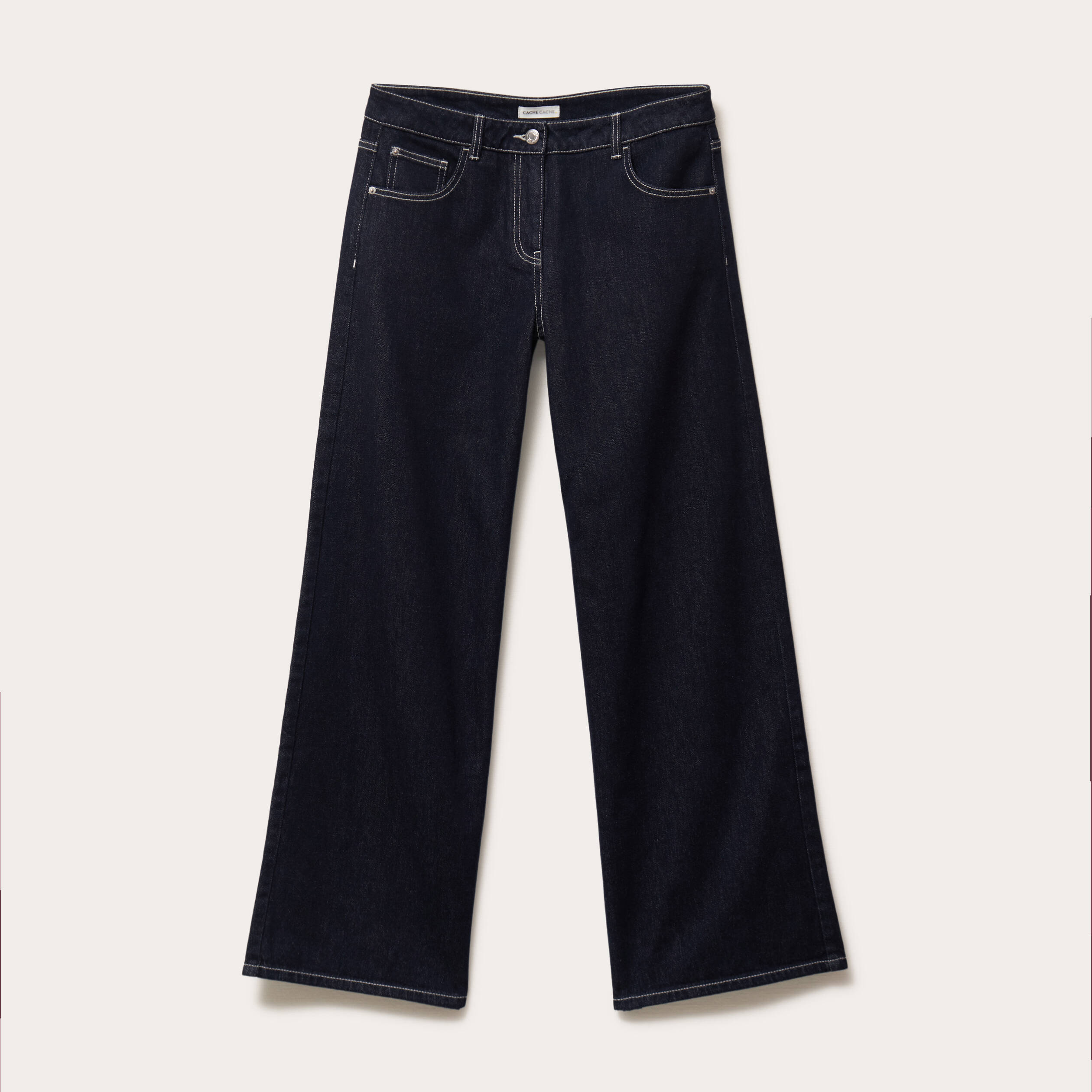 Jean wide leg taille standard denim brut femme