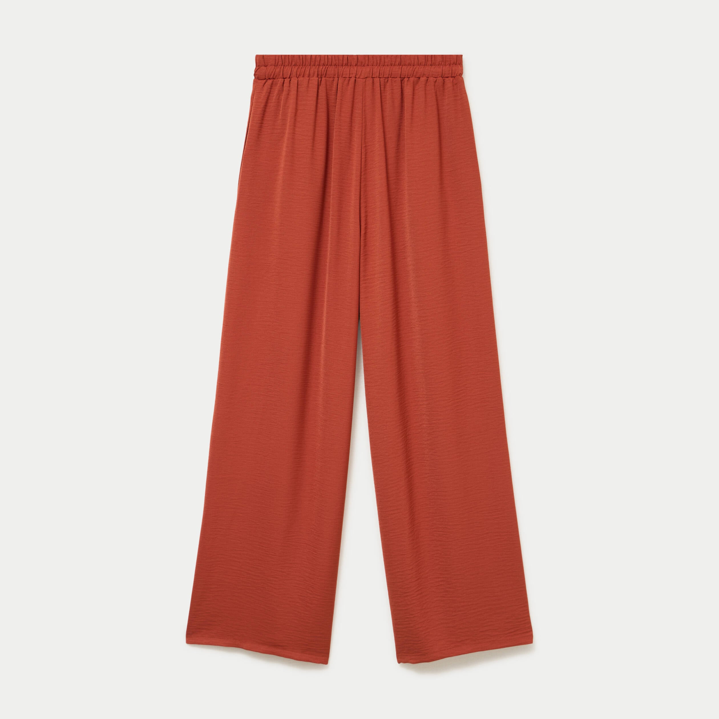 Pantalon large fluide orange fonc&eacute; femme