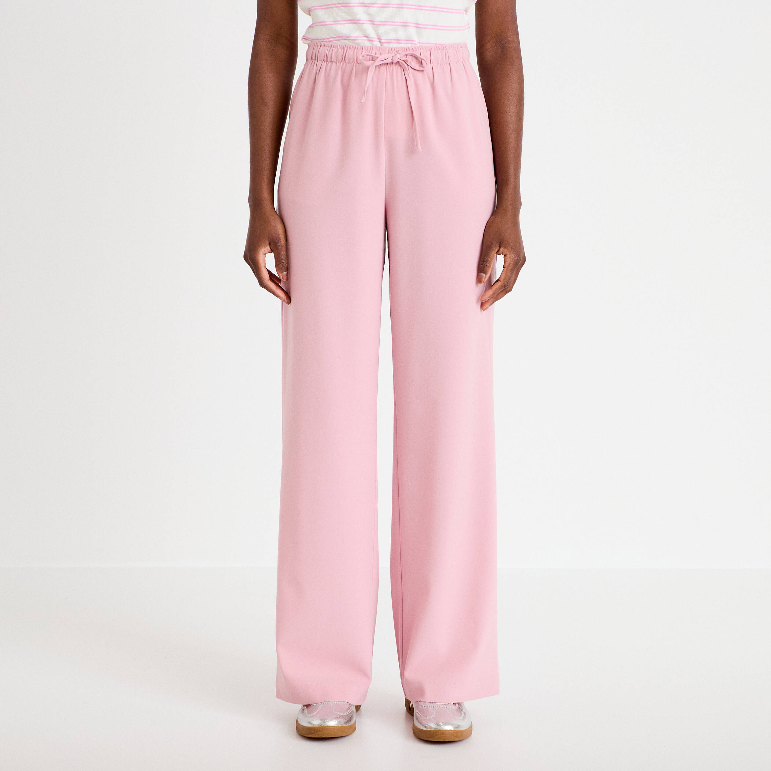 Pantalon large vieux rose femme