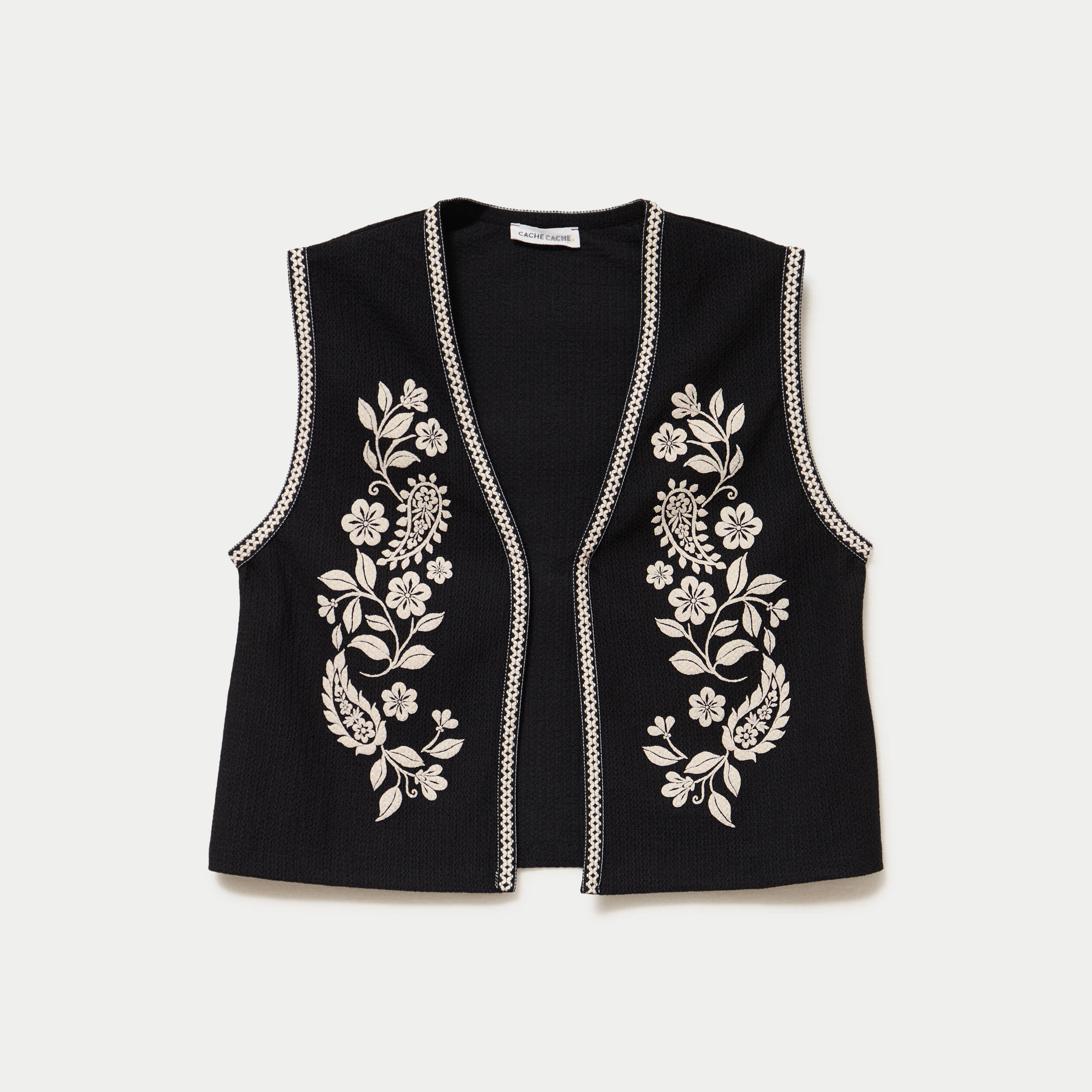 Gilet droit court sans manches noir femme