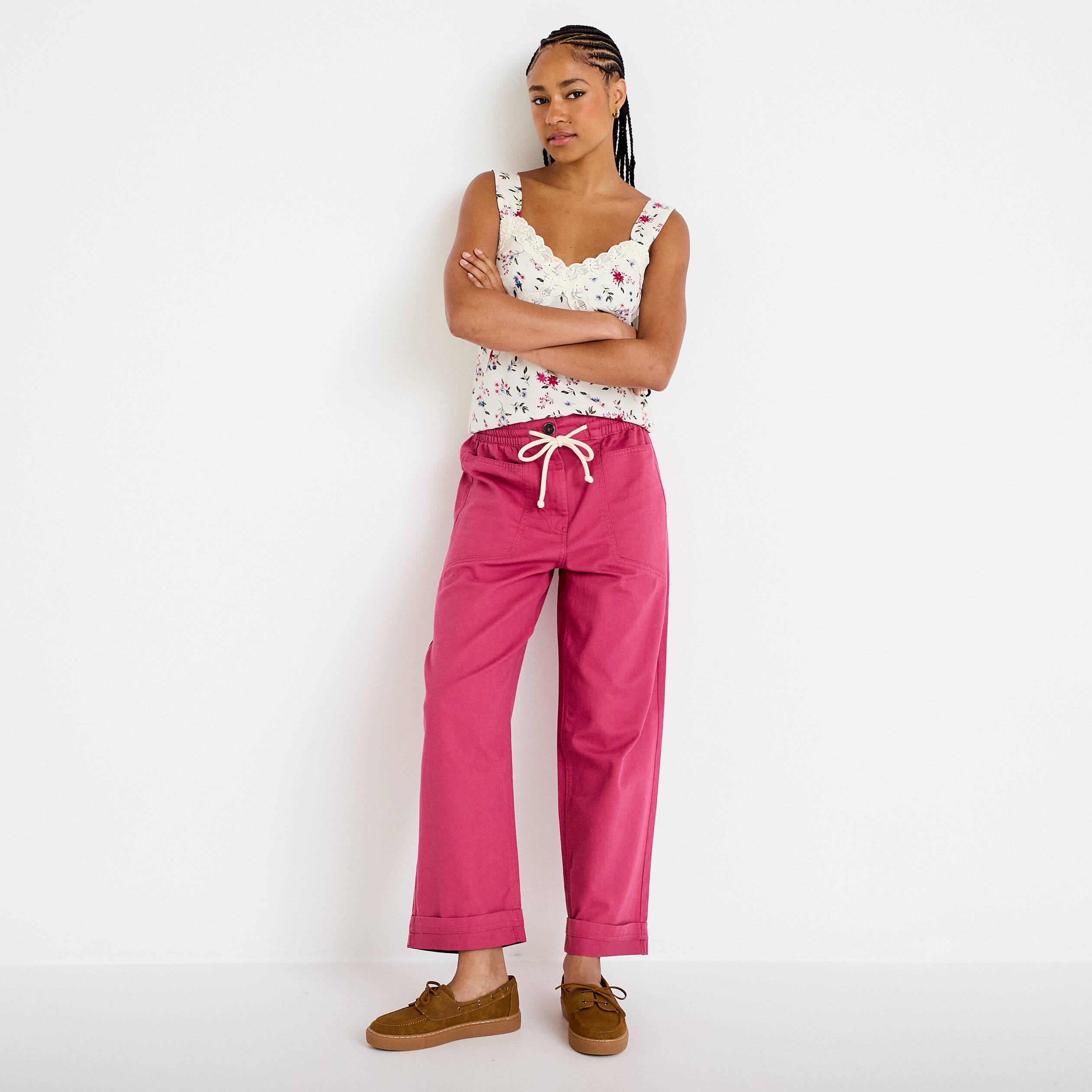 Pantalon taille standard prune femme