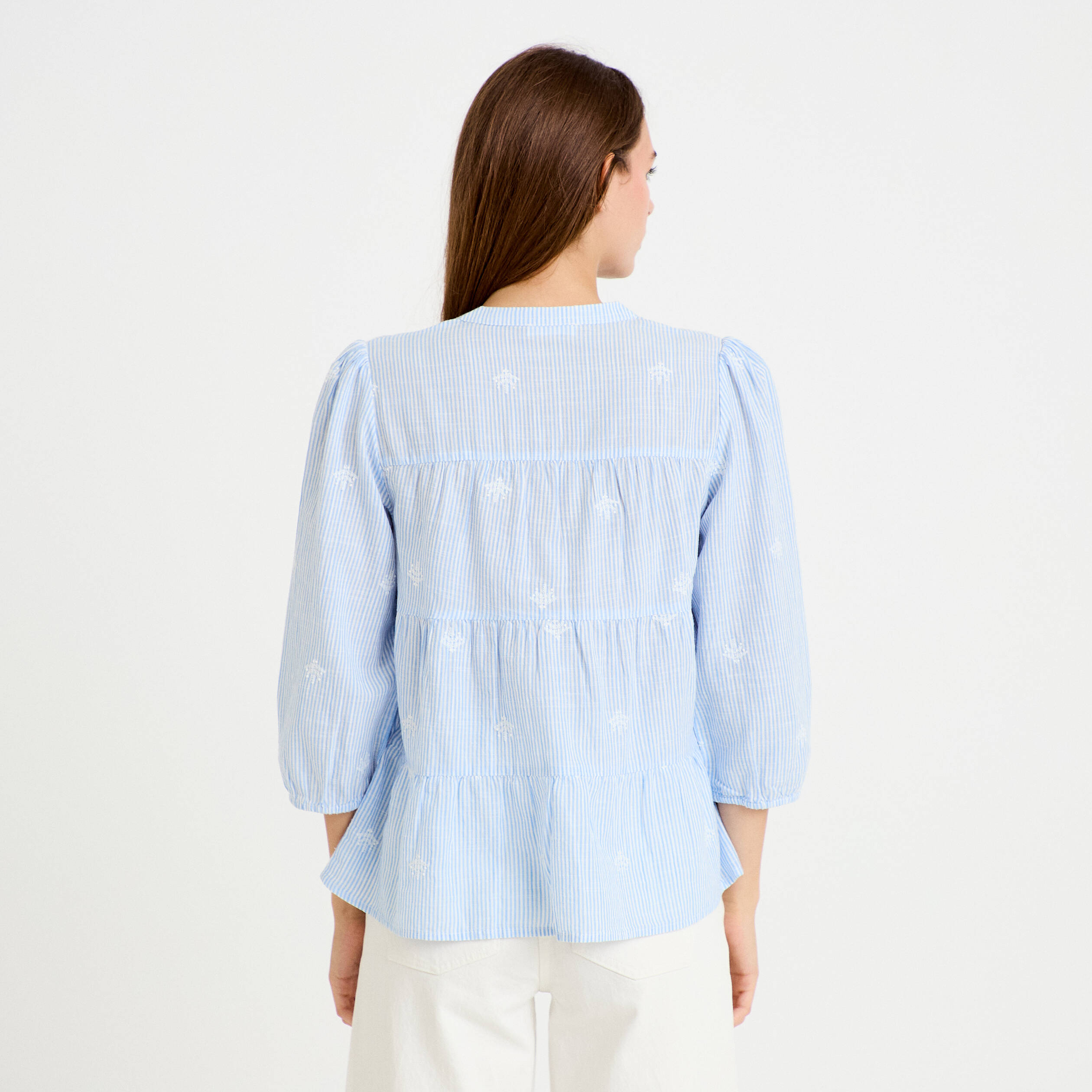 Chemise droite manches 3/4 blanc femme
