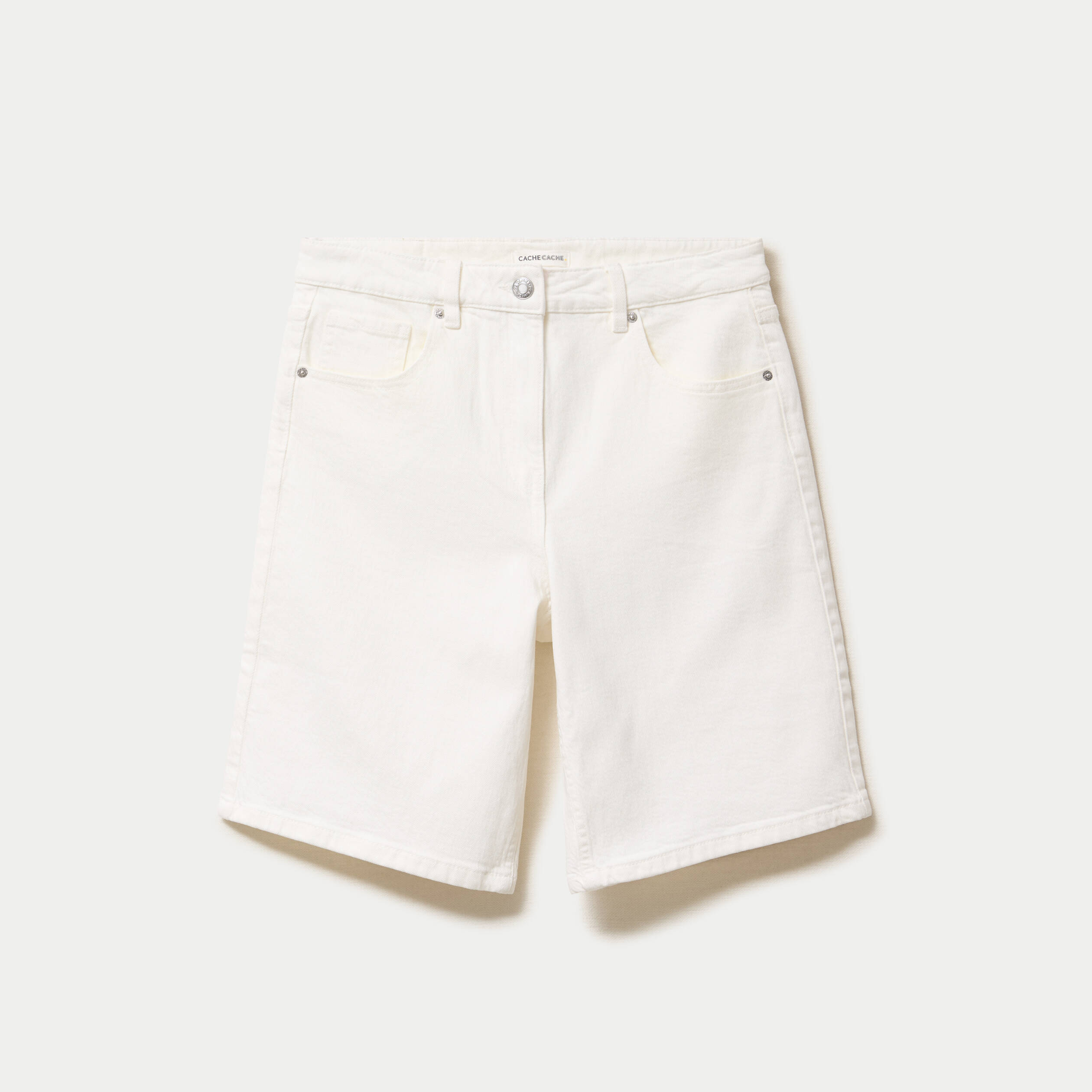 Bermuda en jean denim blanc femme