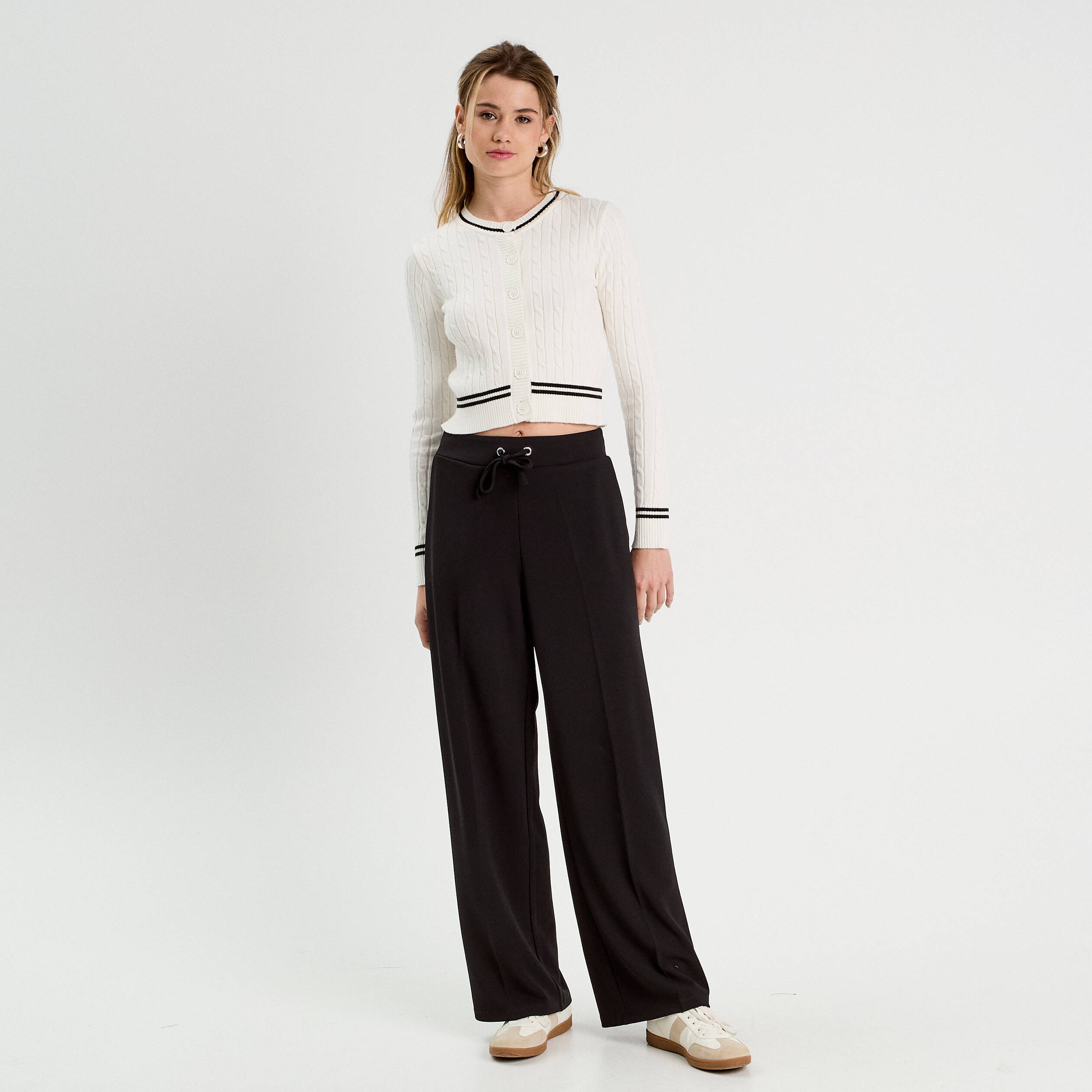 Gilet manches longues ajust&eacute; ecru femme