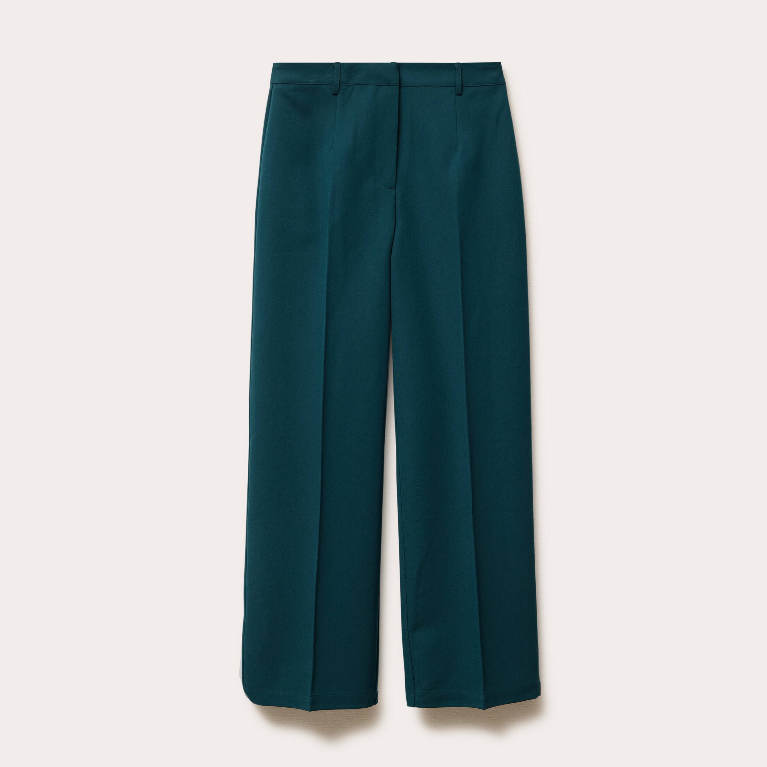 Pantalon large taille haute vert fonc&eacute; femme
