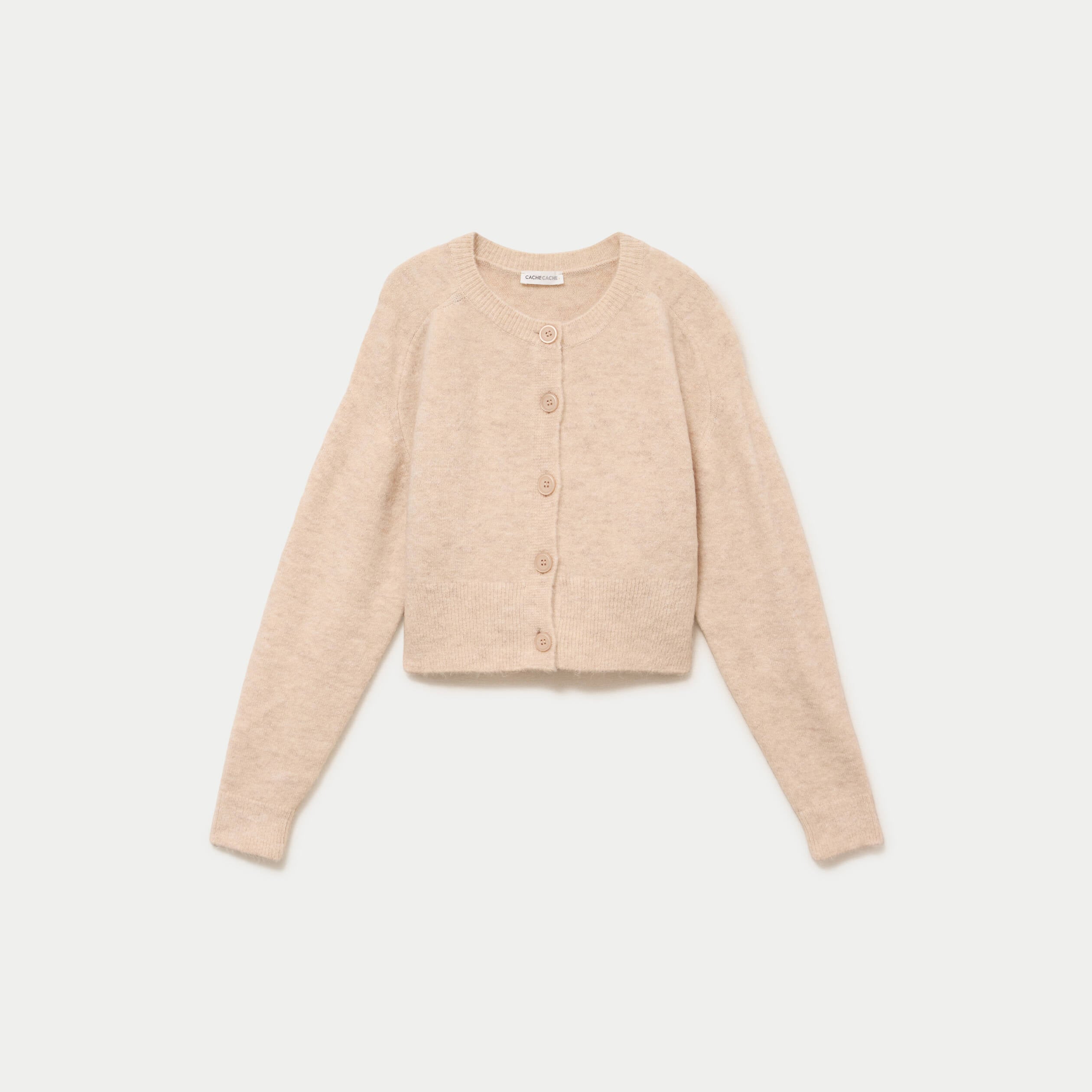 Gilet col rond ecru femme