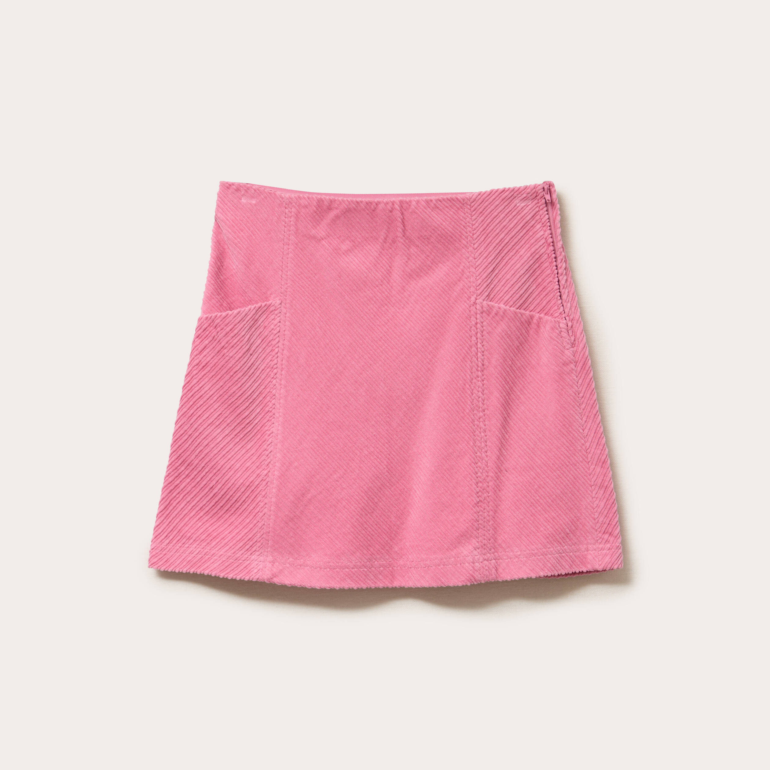 Jupe trap&egrave;ze en velours rose femme