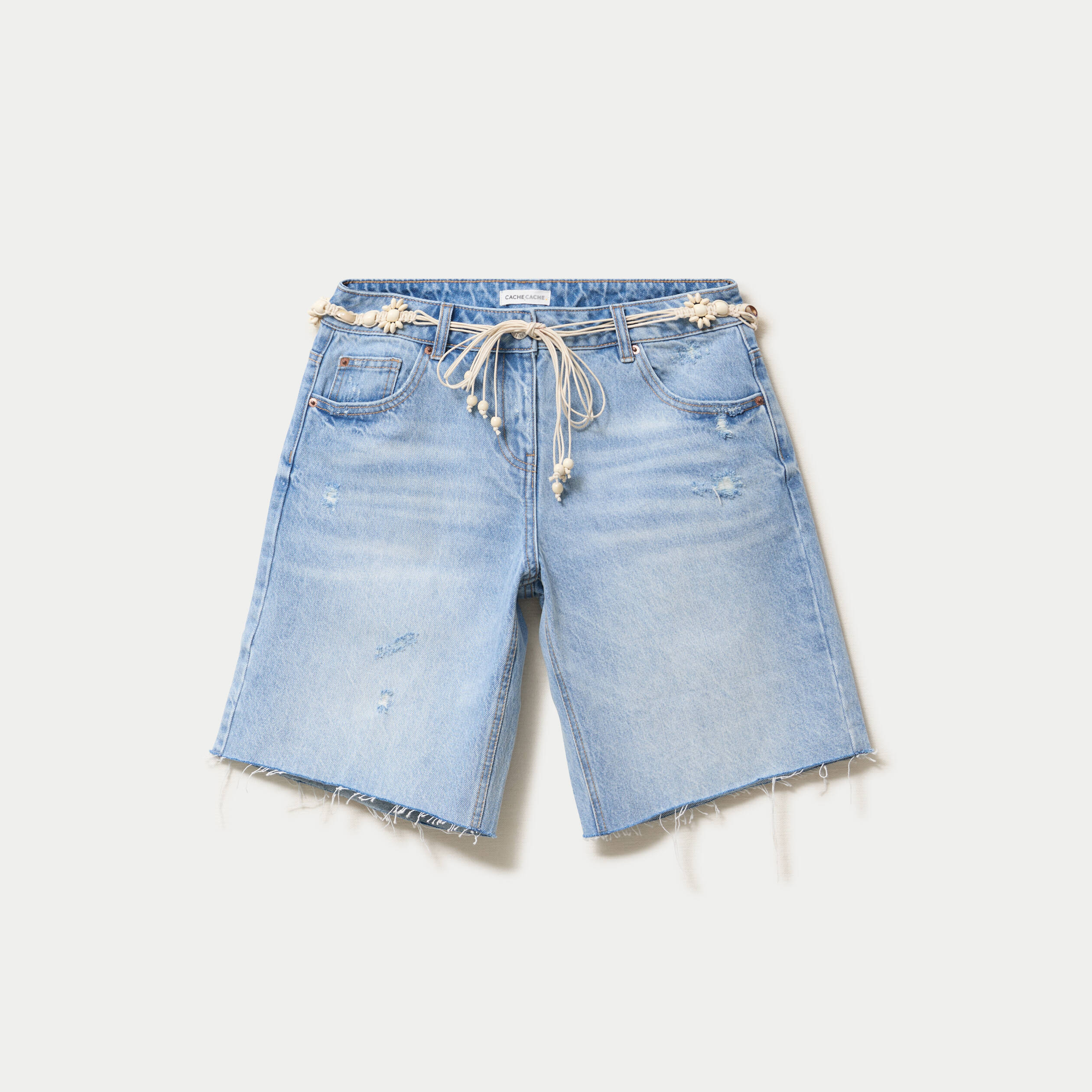 Bermuda en jean avec ceinture amovible denim triple stone femme