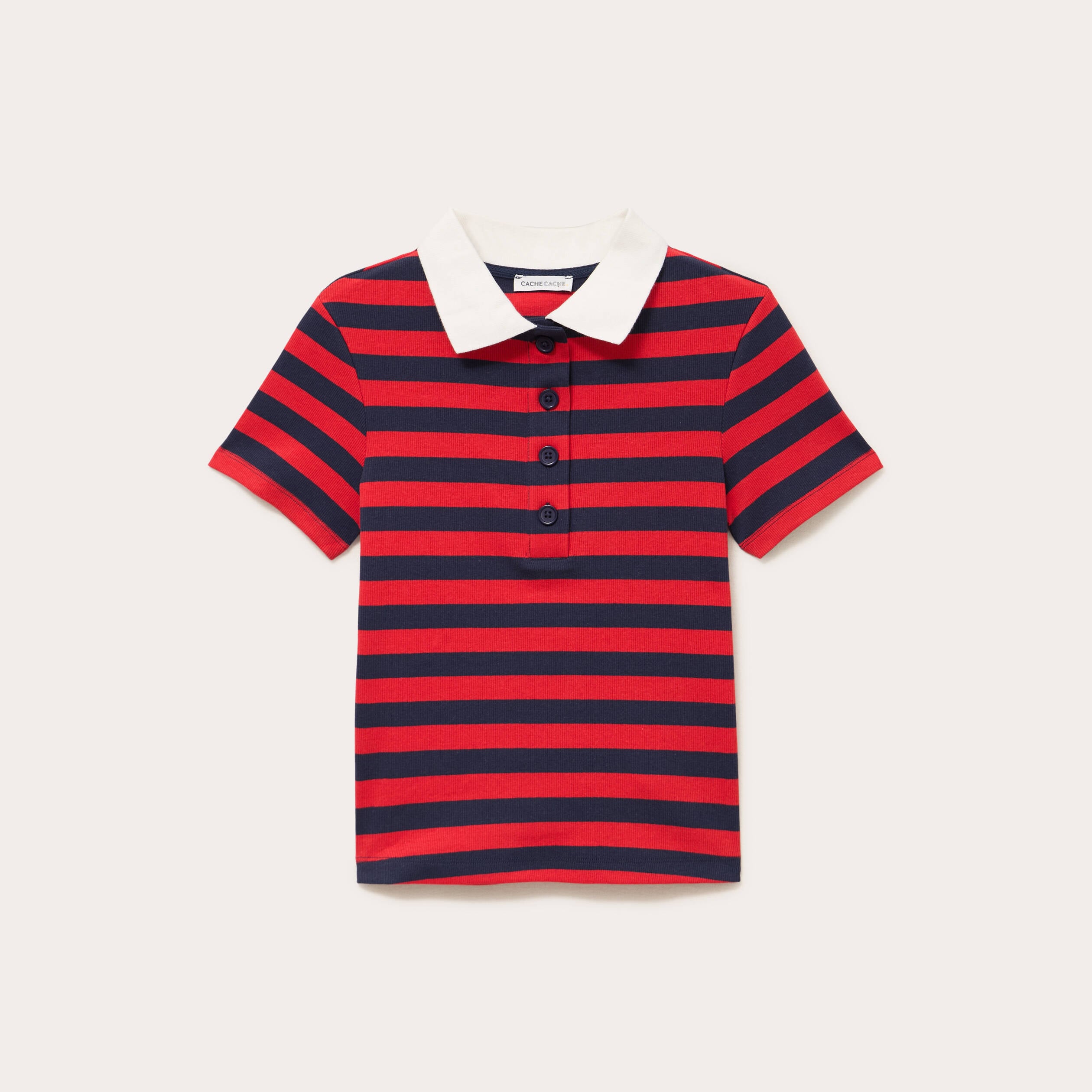 T-shirt c&ocirc;tel&eacute; col polo rouge femme