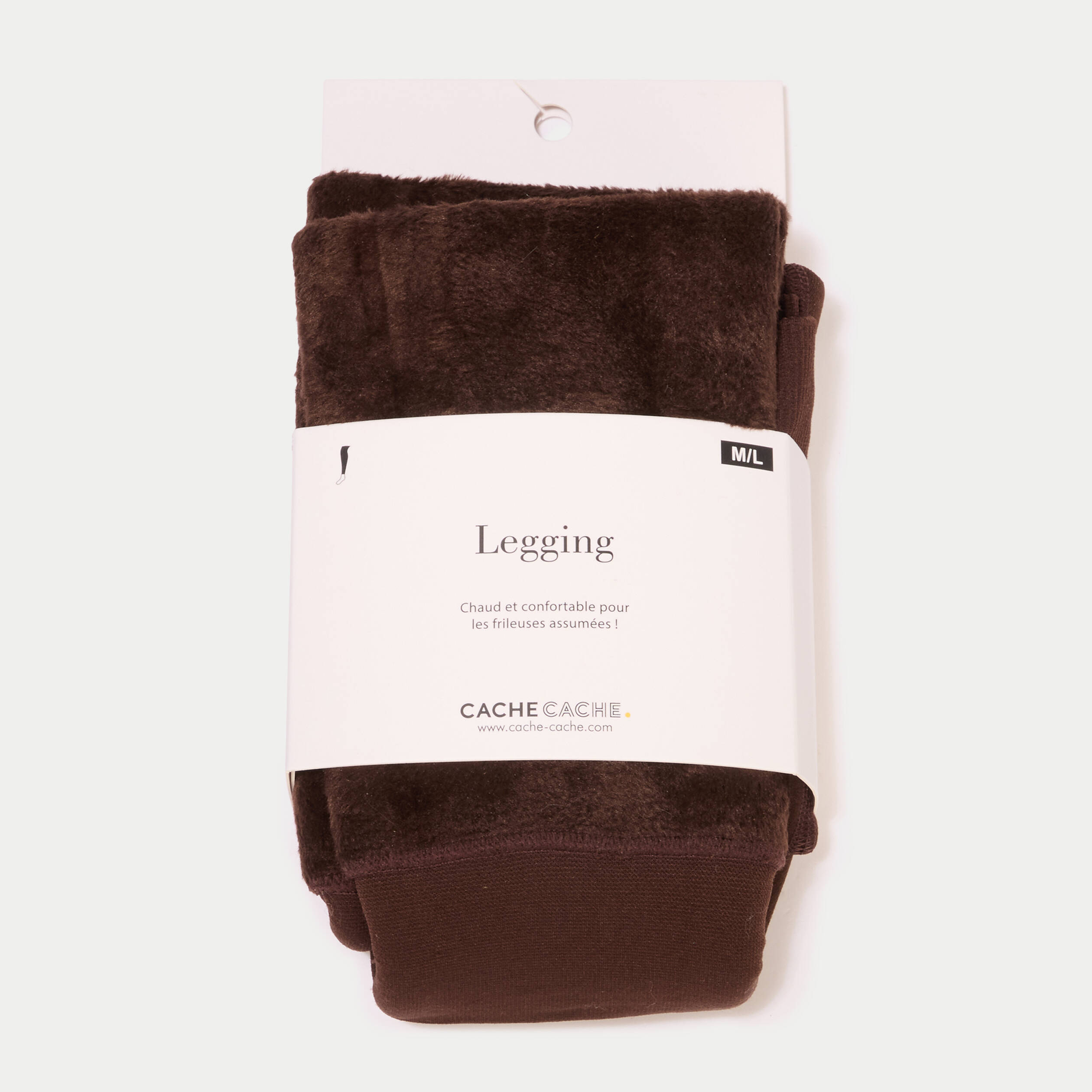 Legging chaud taille haute marron fonc&eacute; femme