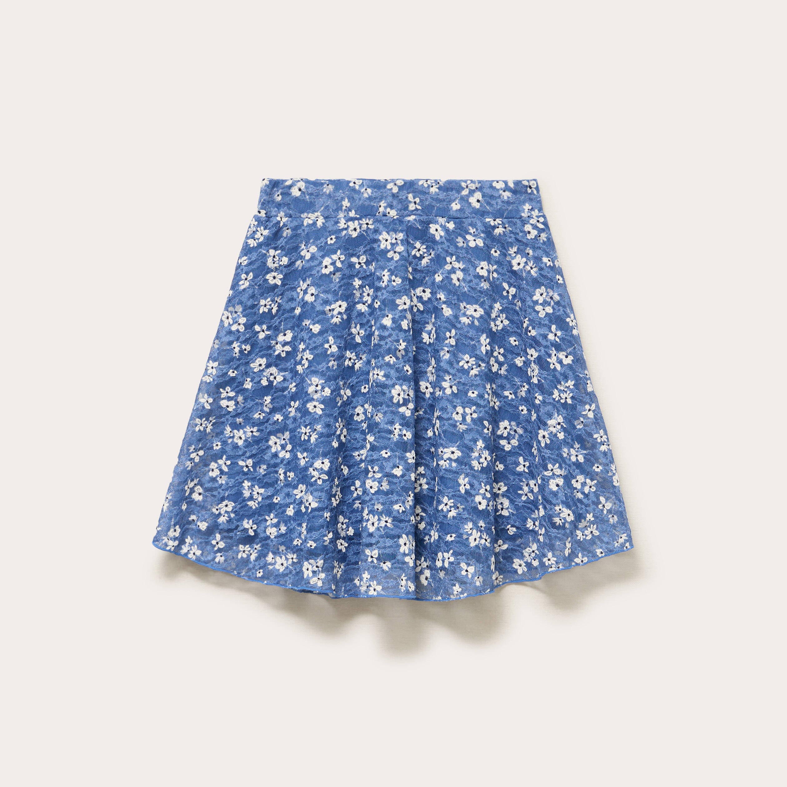 Jupe courte &eacute;vas&eacute;e en voile doubl&eacute;e bleu femme