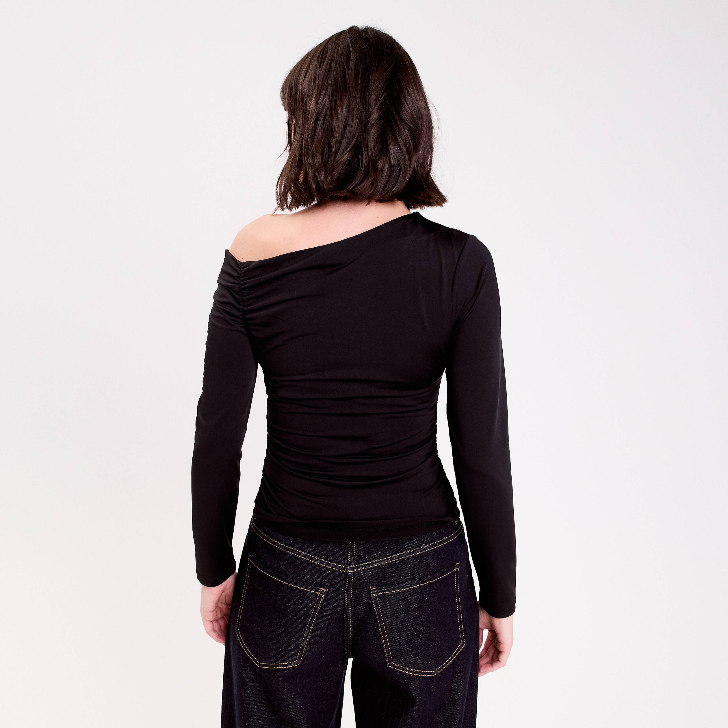T-shirt ajust&eacute; manches longues noir femme