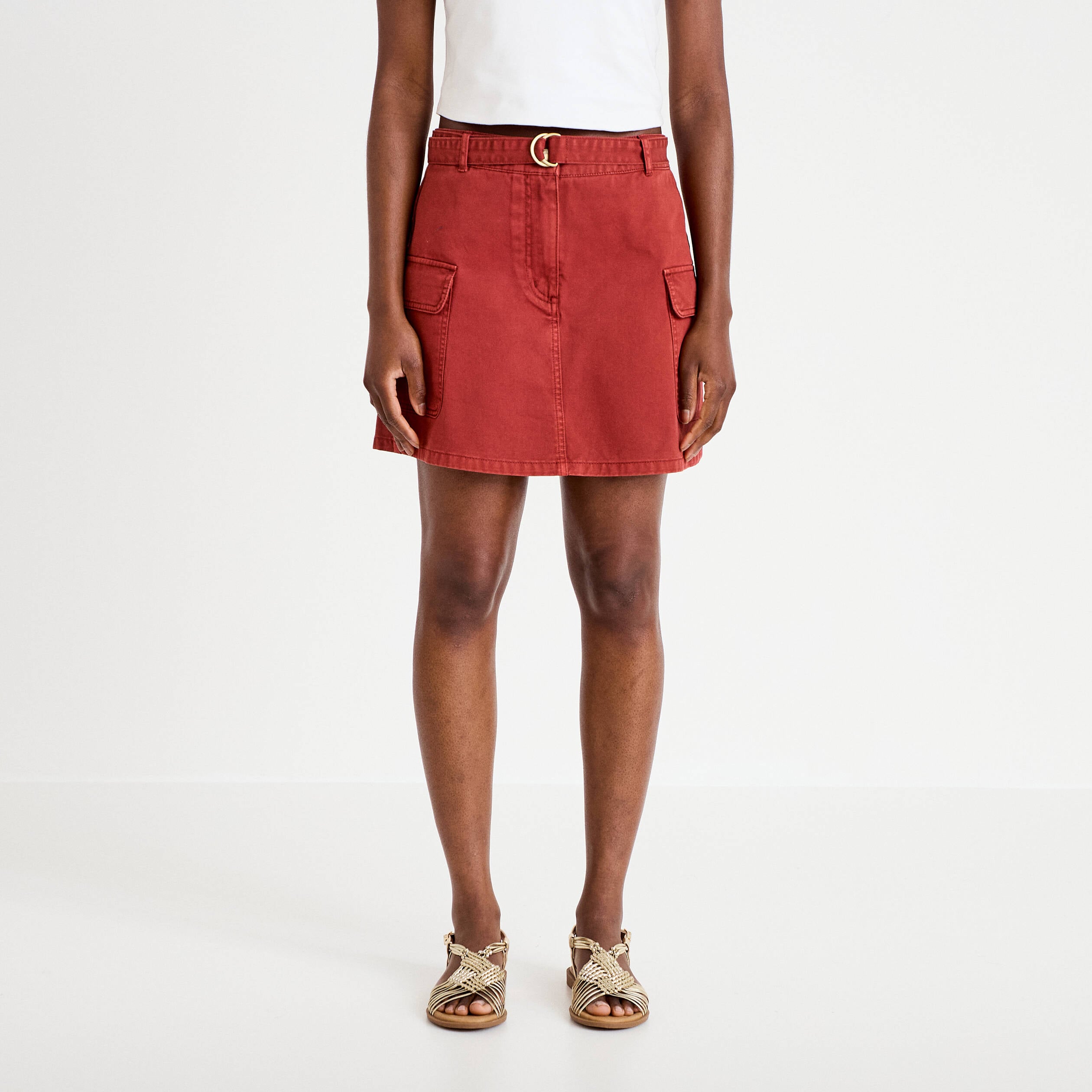 Jupe-short trap&egrave;ze courte vieux rose femme