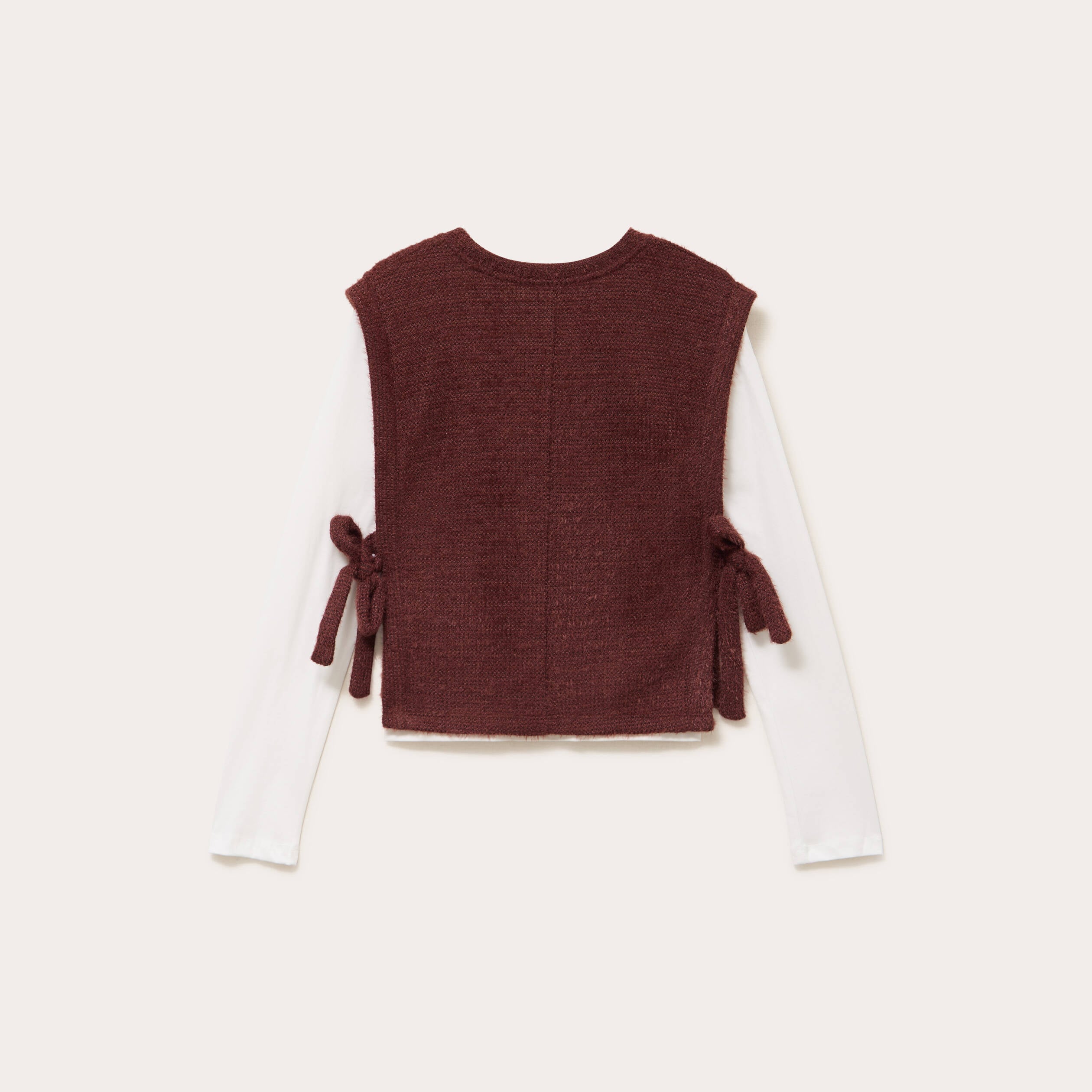 T-shirt pull sans manches 2-en-1 marron femme
