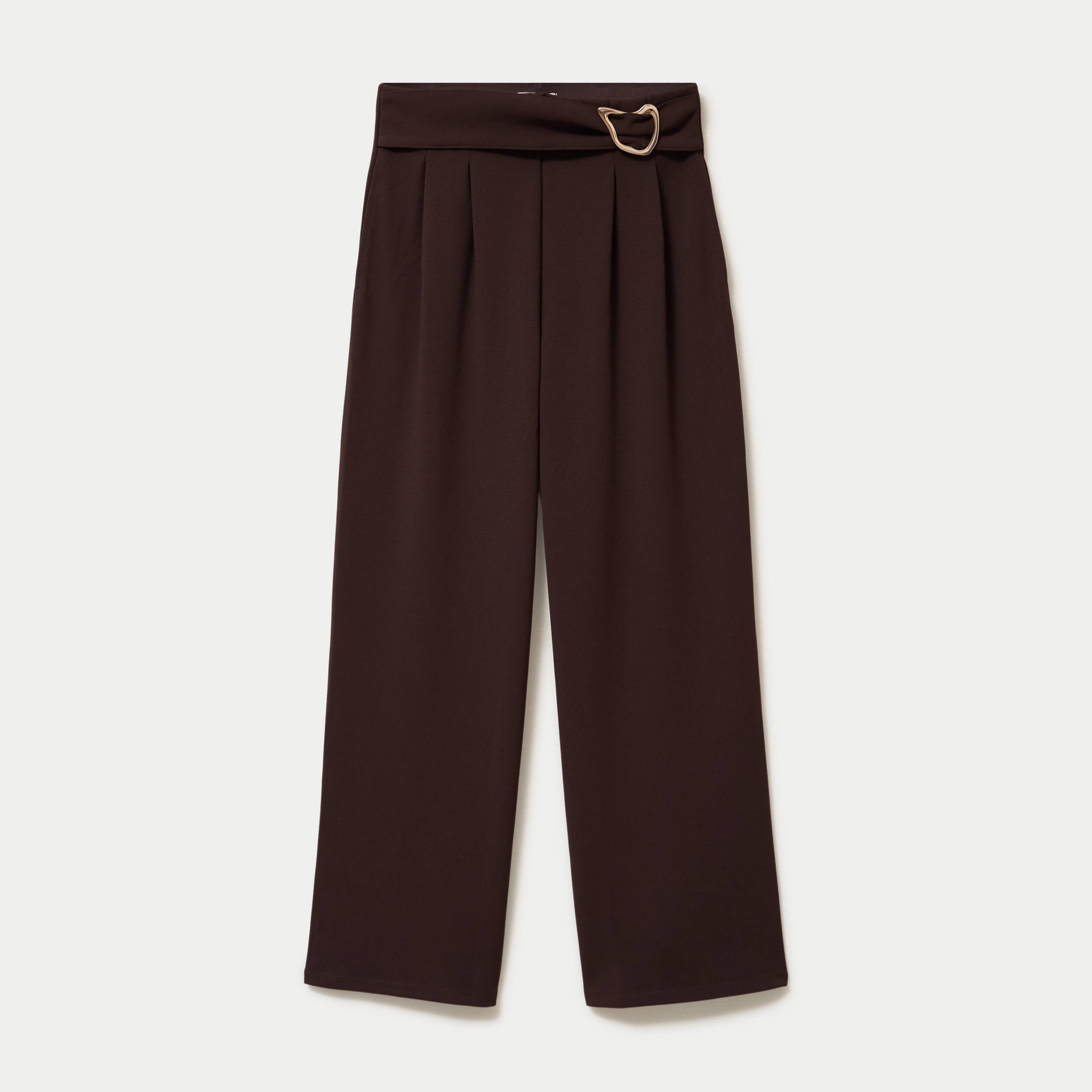 Pantalon bootcut avec ceinture marron fonc&eacute; femme