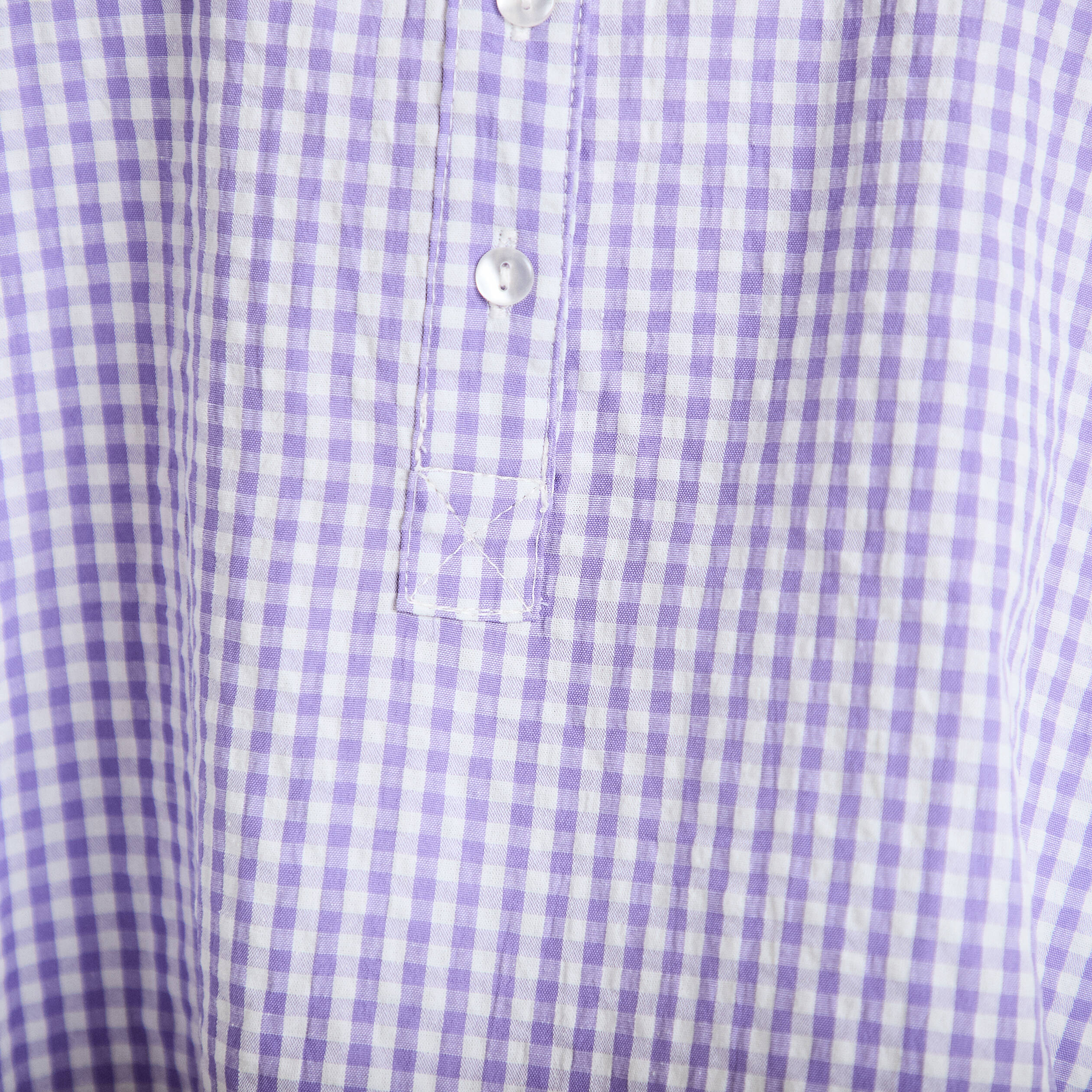 Blouse vichy brod&eacute;e violet femme