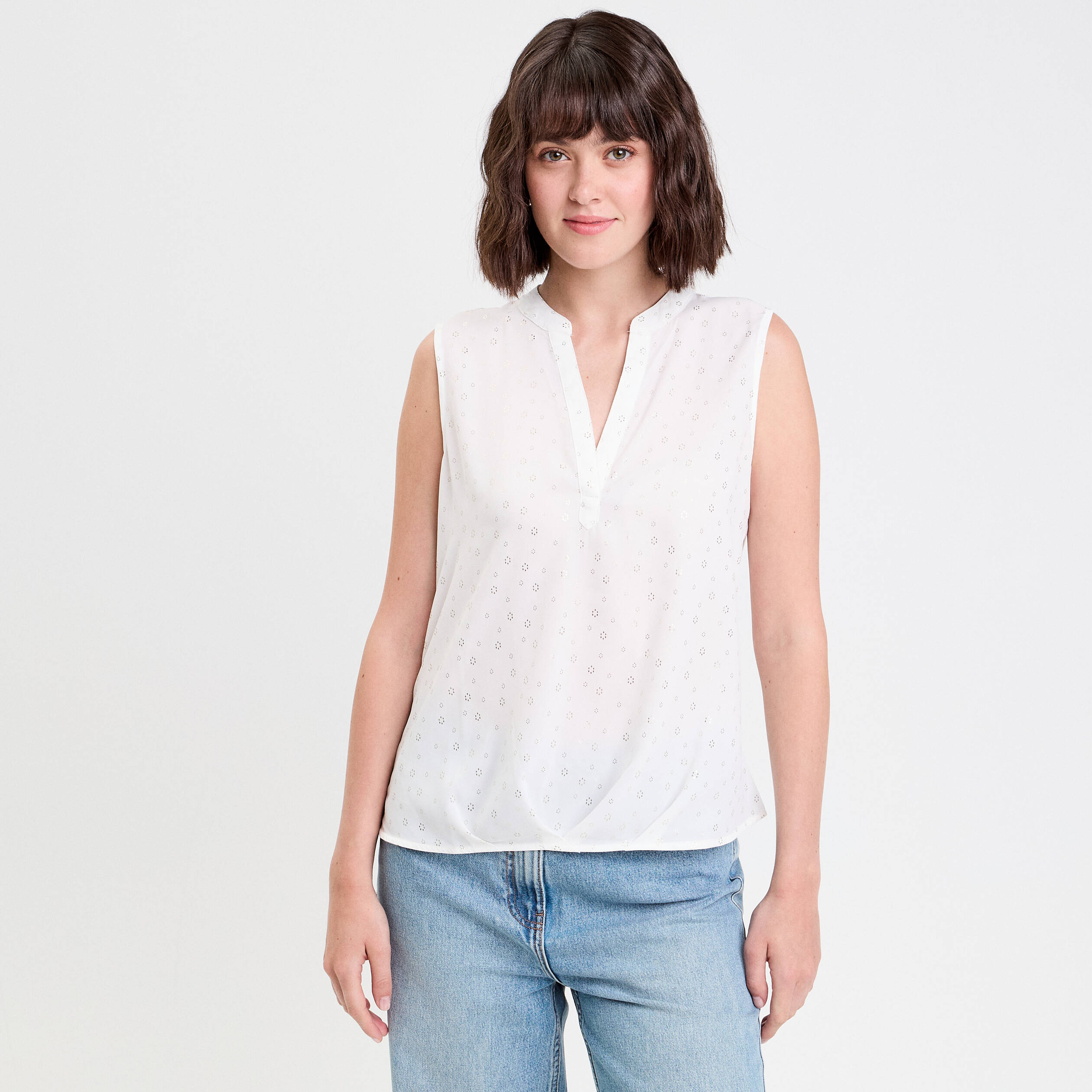 Blouse sans manches blanc femme