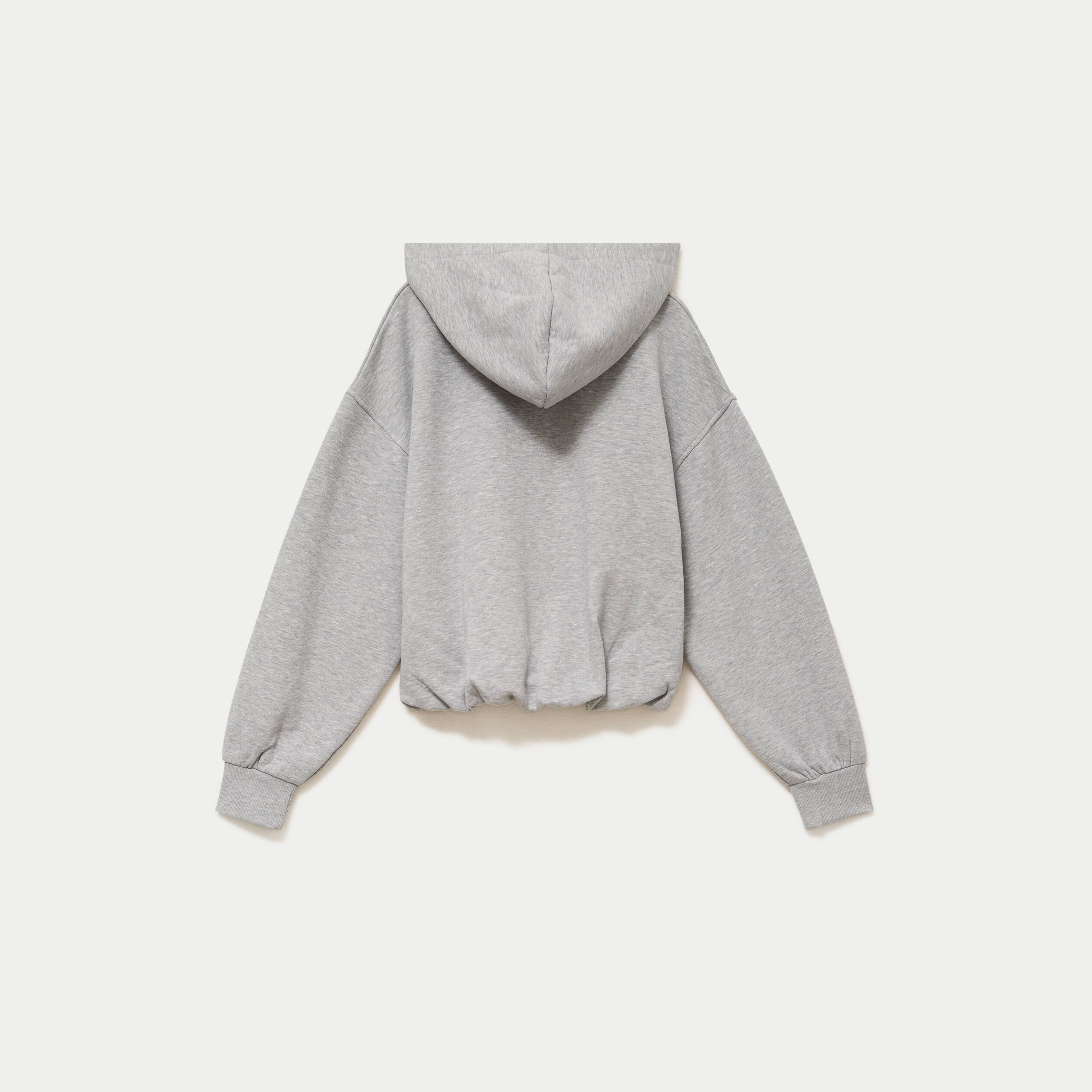 Sweat &agrave; capuche bas resserr&eacute; gris fonc&eacute; femme