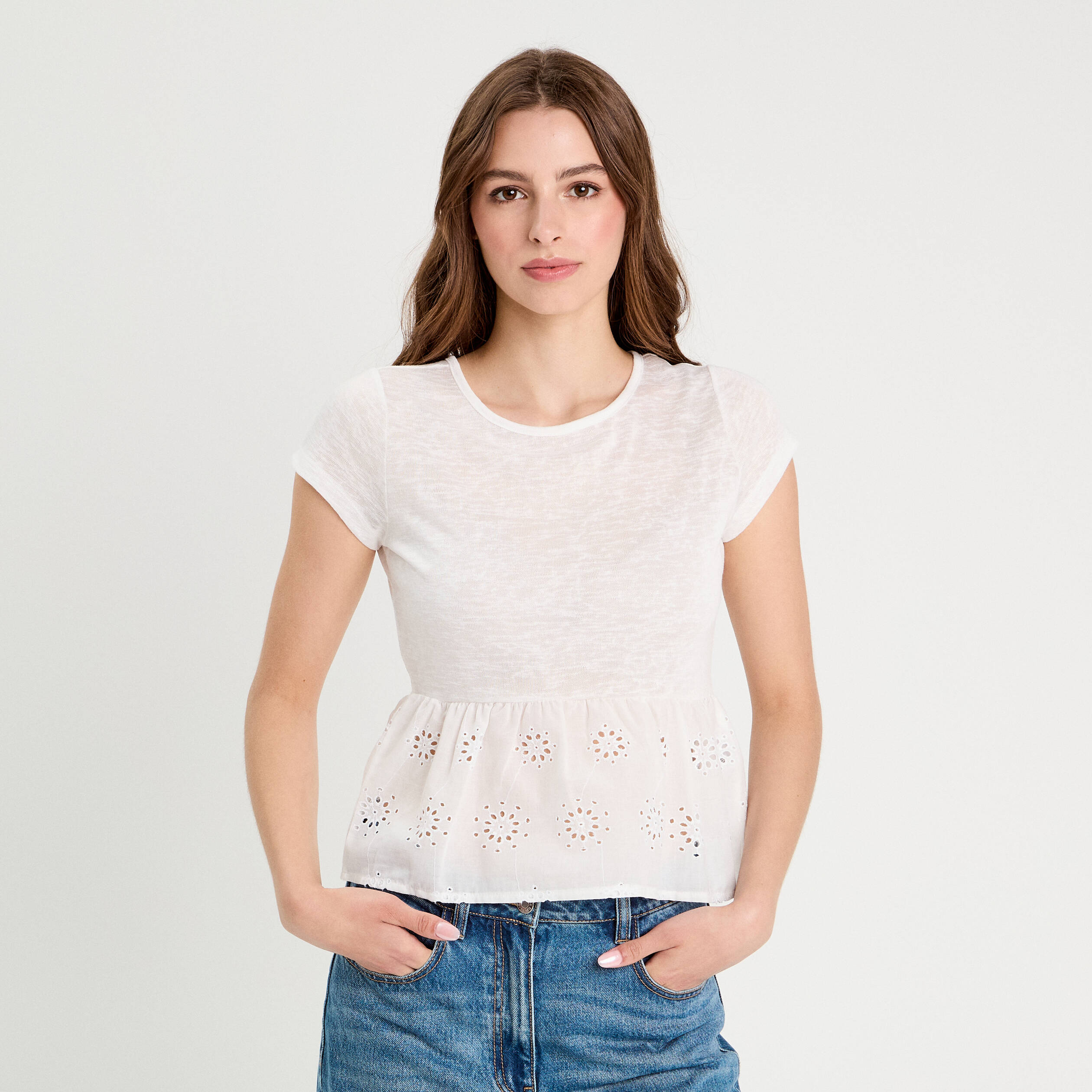 T-shirt manches courtes blanc femme