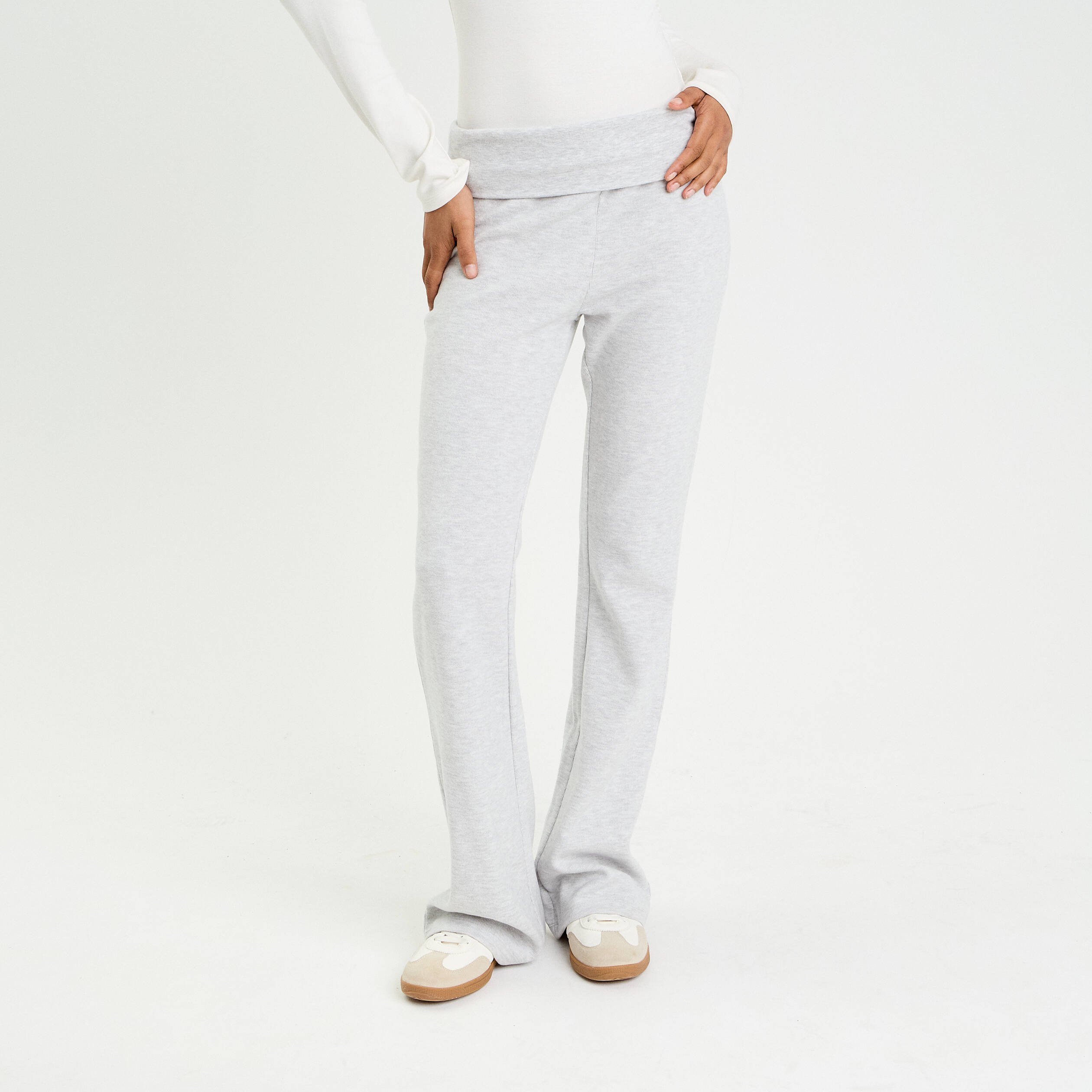 Pantalon bootcut taille standard gris clair femme