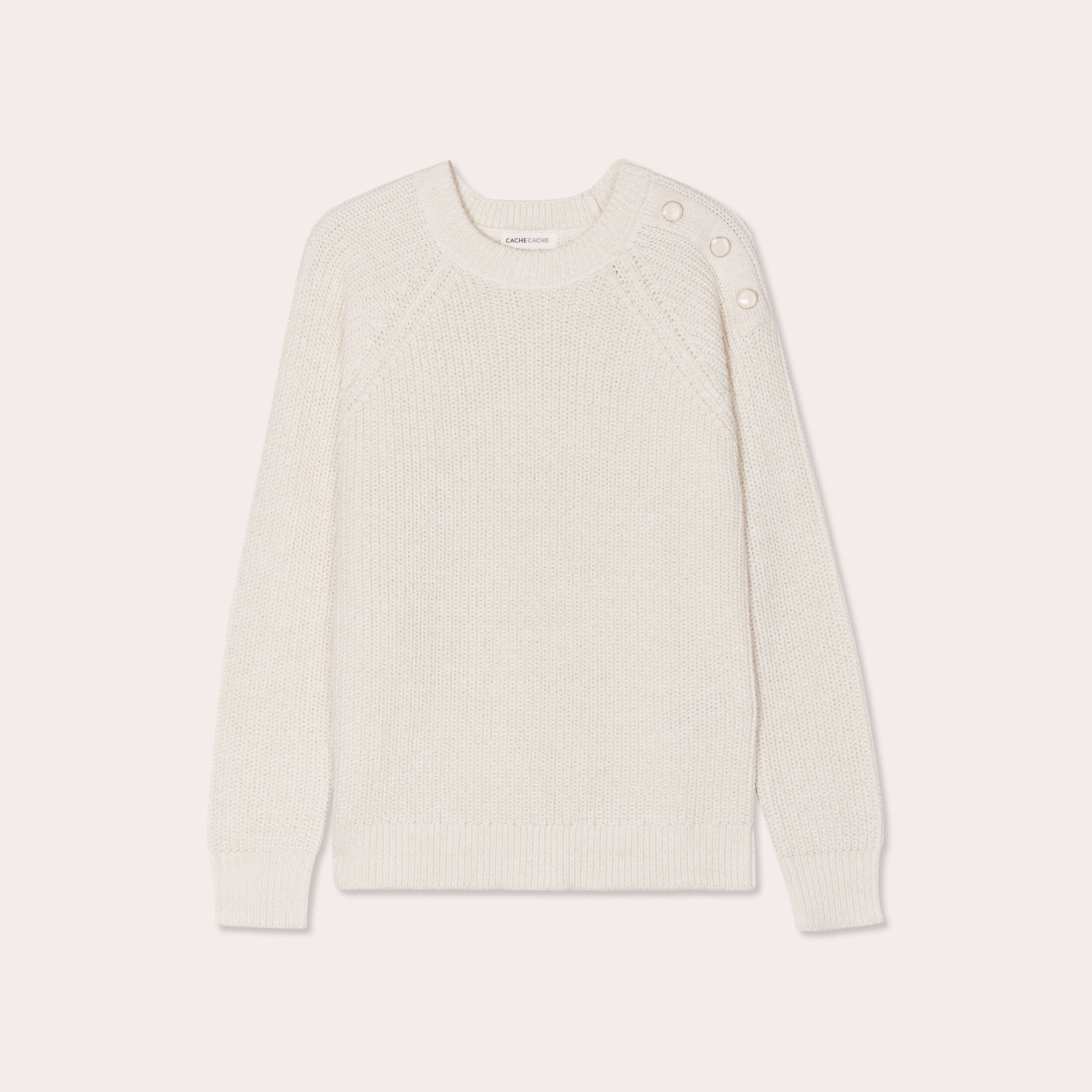 Pull manches longues ecru femme