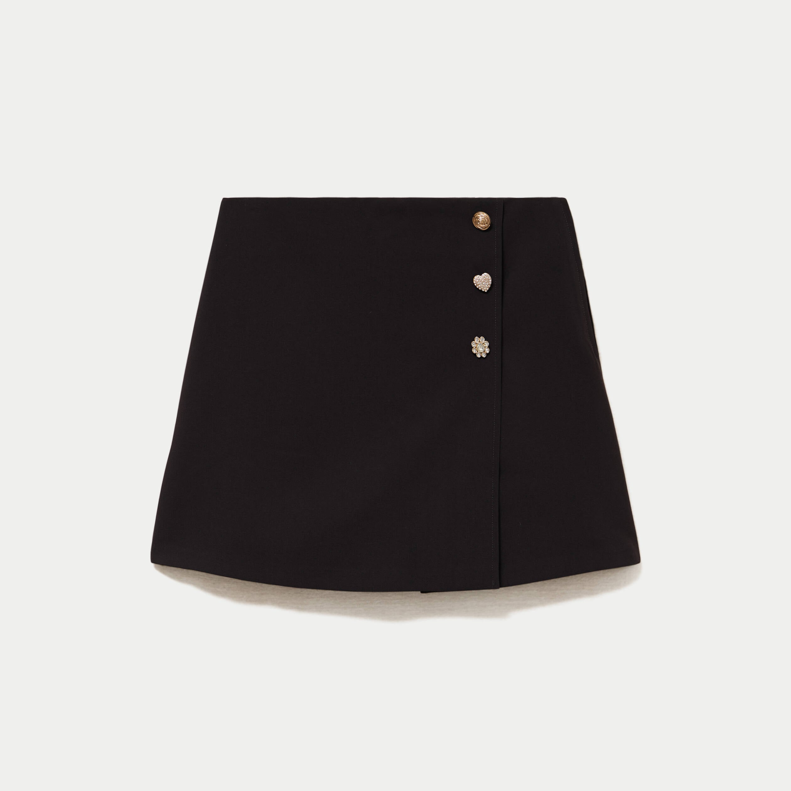 Jupe-short &eacute;vas&eacute;e taille haute noir femme