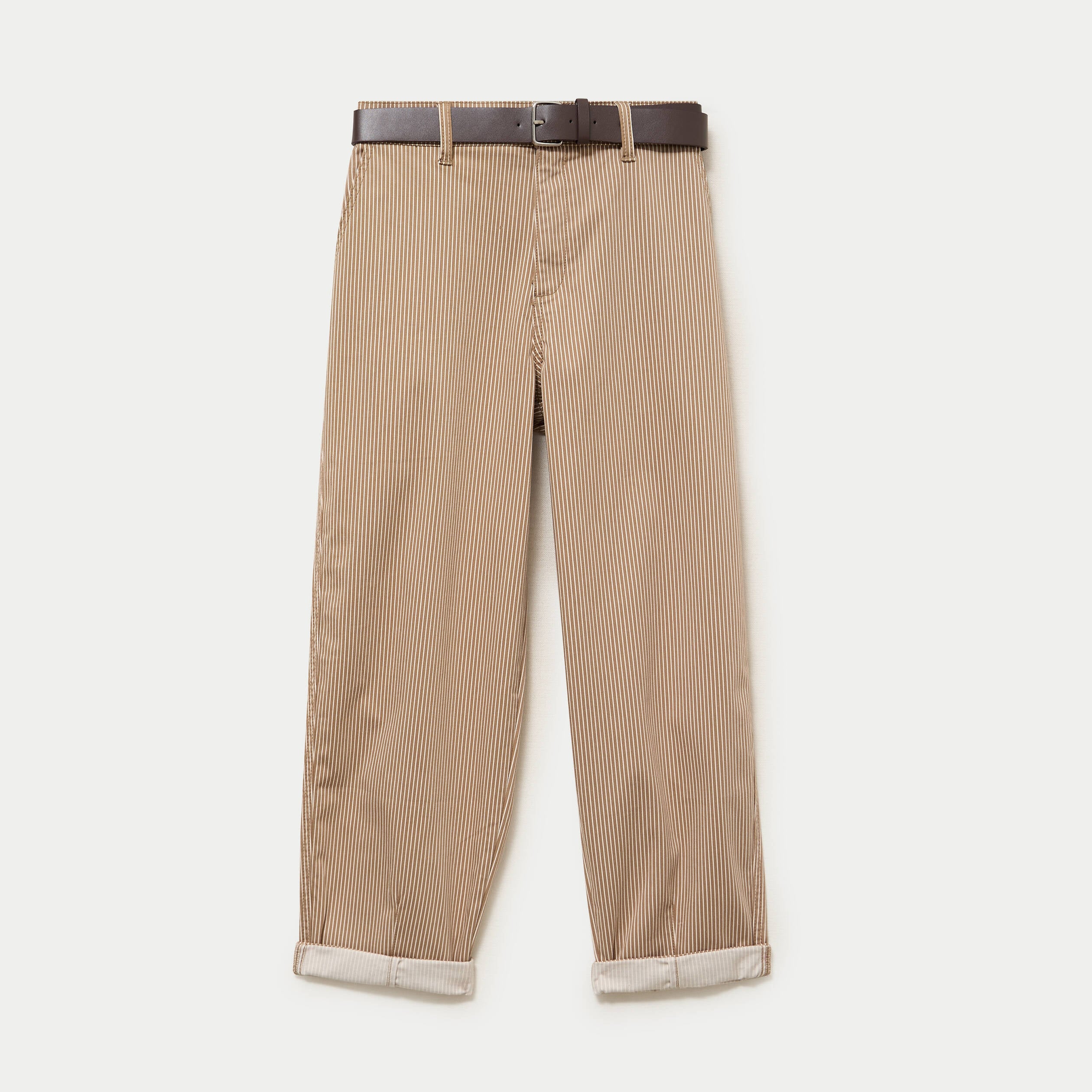 Pantalon chino 7/8&egrave;me taille &eacute;lastiqu&eacute;e taupe femme